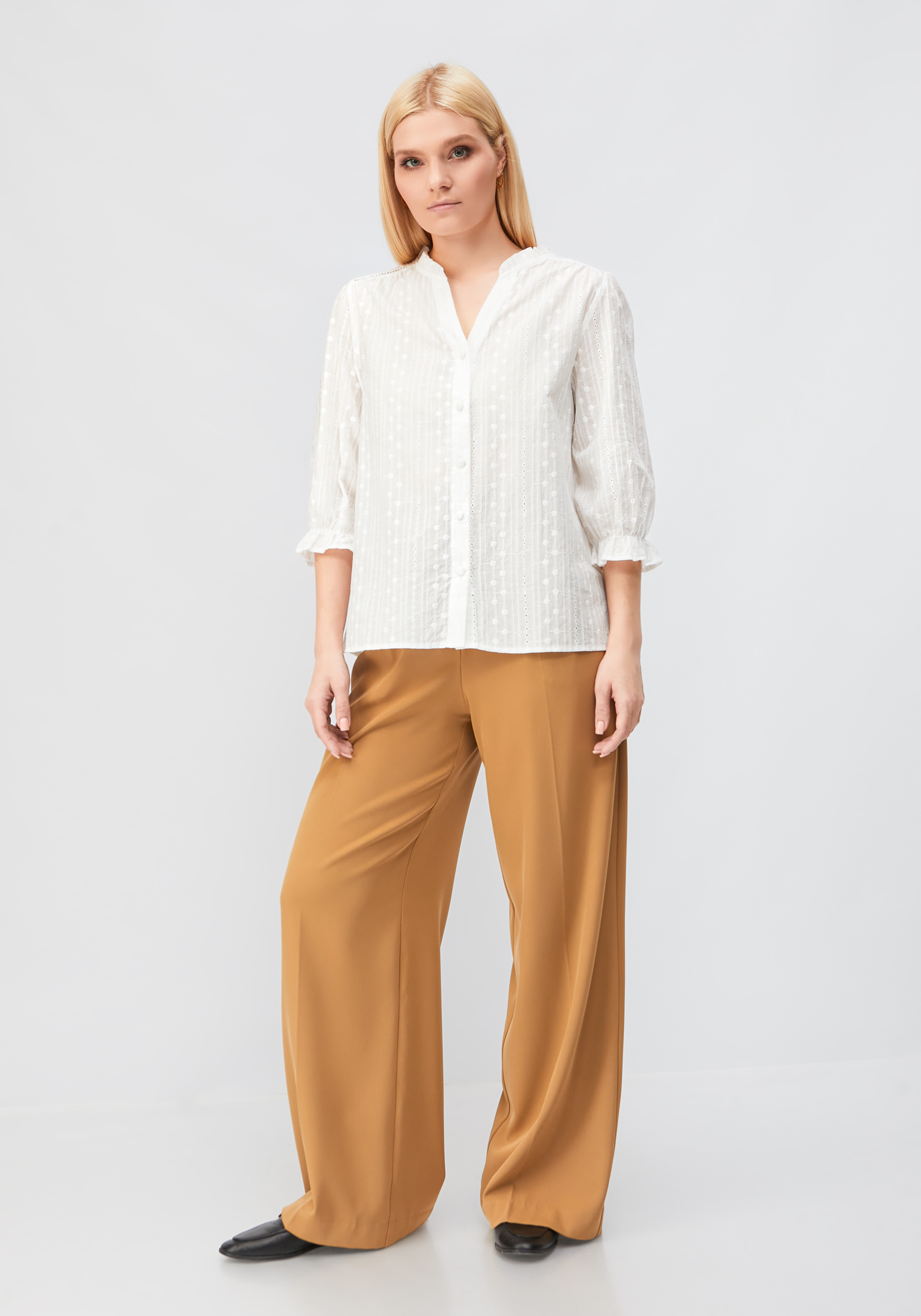 Блуза с воротником стойка  "Кристал" Fashion, цвет белый, размер 54 - фото 6