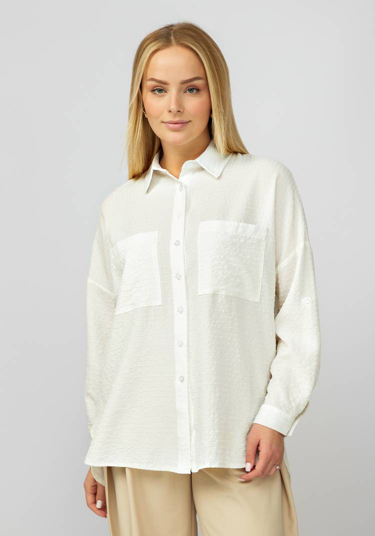 Блуза из фактурной ткани с карманами шир.  750, рис. 1