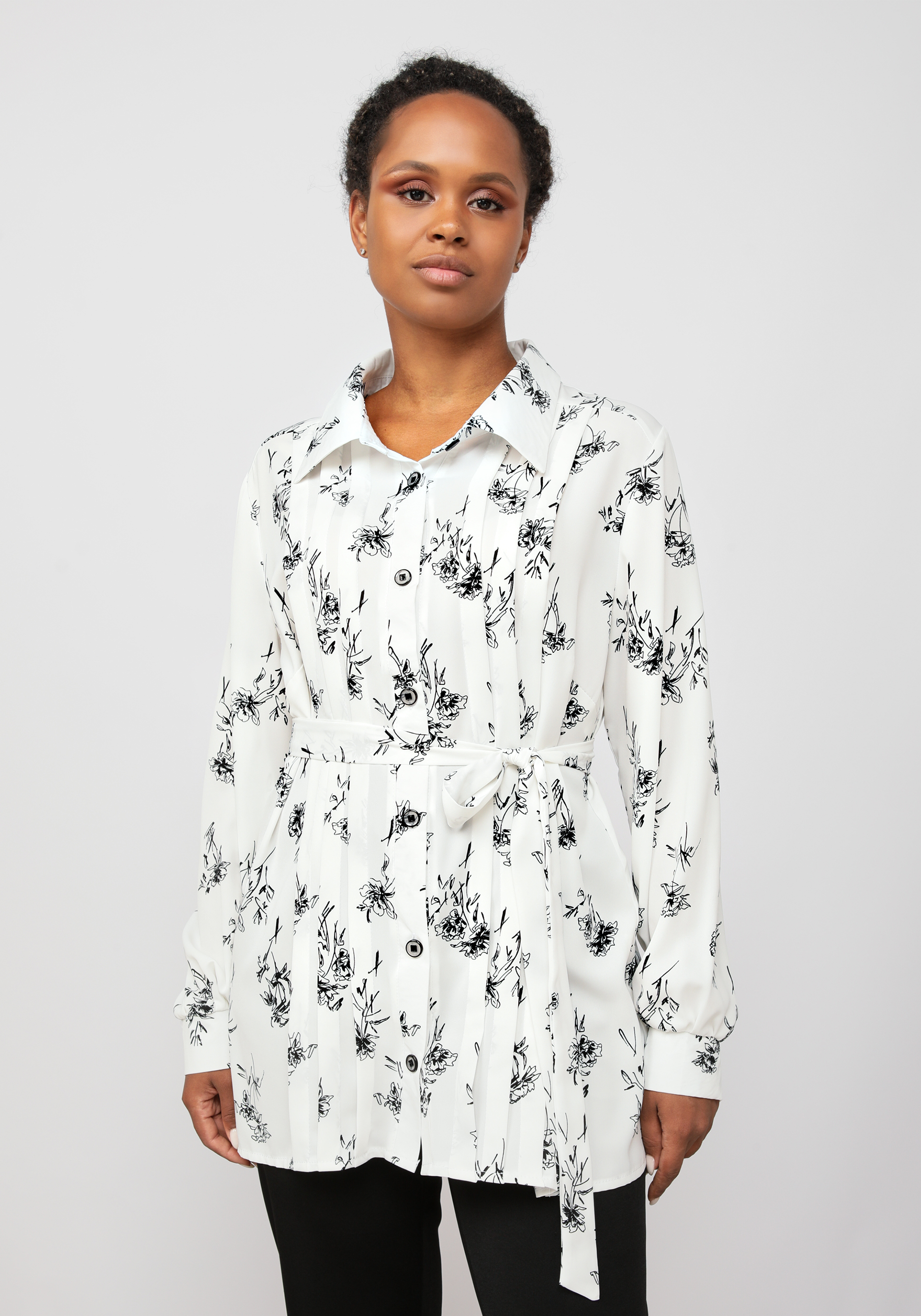 Блуза с принтом спереди на пуговицах Manhattan, размер 52, цвет белый - фото 8