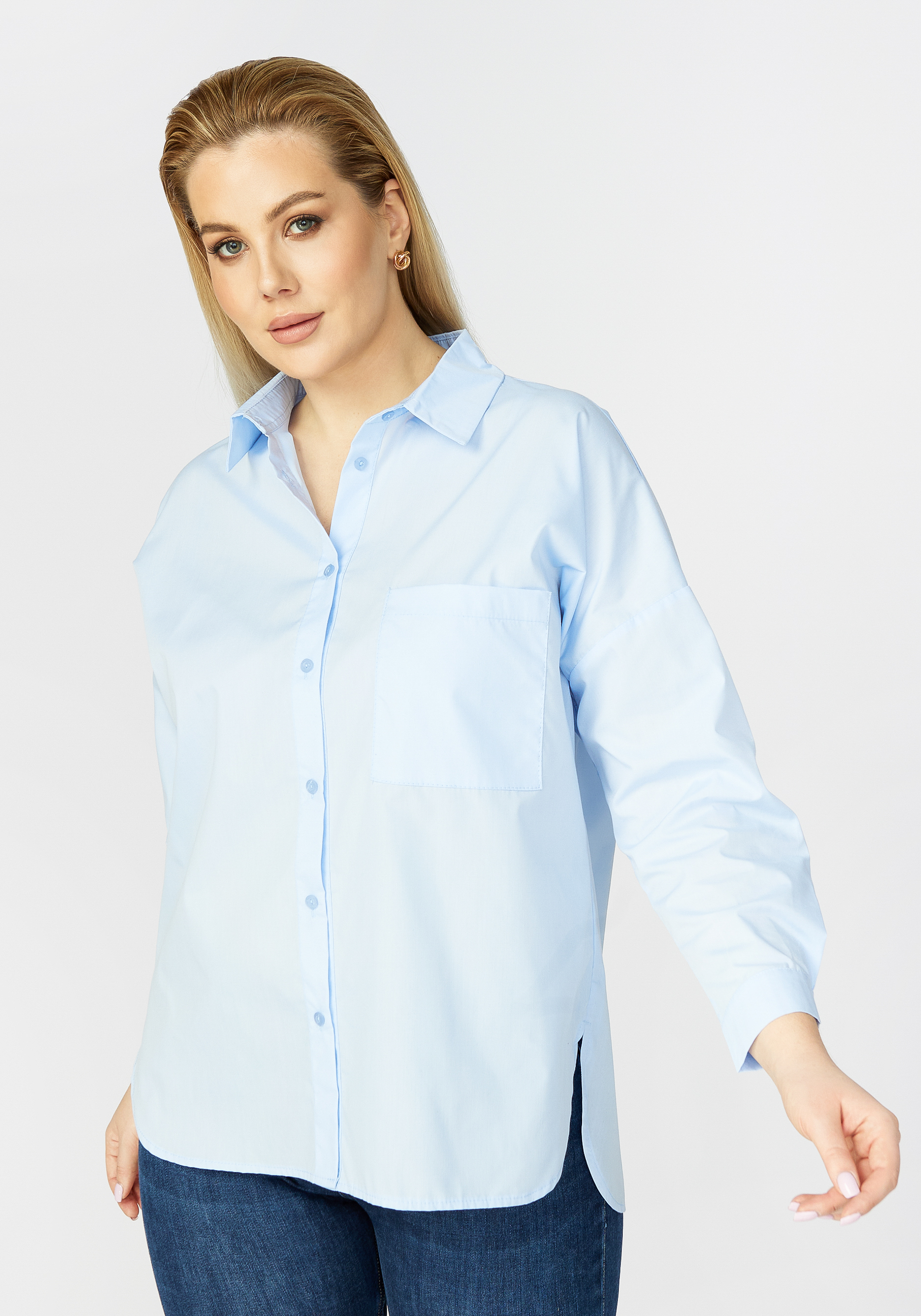Рубашка свободного кроя со спущенным плечом VeraVo, цвет белый, размер 48 - фото 6