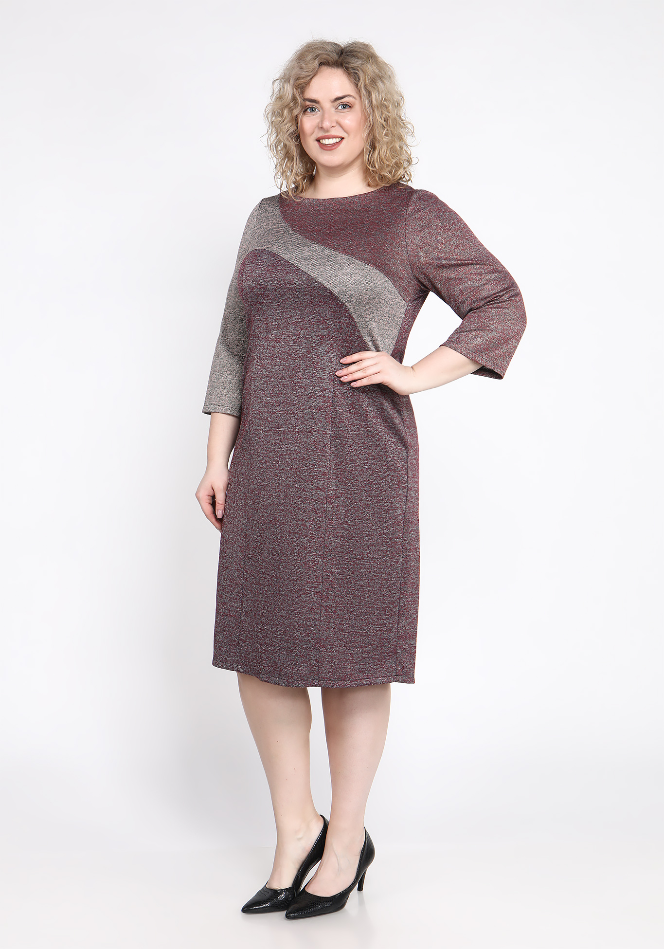Платье с рельефным дизайном Vivienne Mare, размер 48, цвет брусничный - фото 2