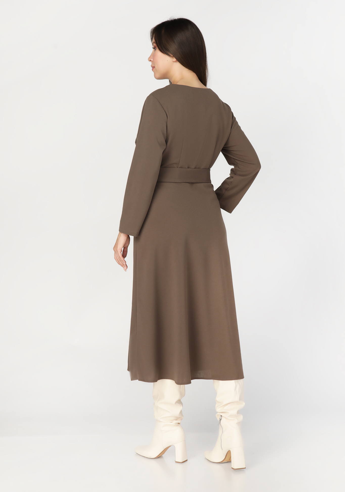 Платье с плиссированной вставкой Mio Imperatrice, цвет коричневый, размер 52 - фото 5