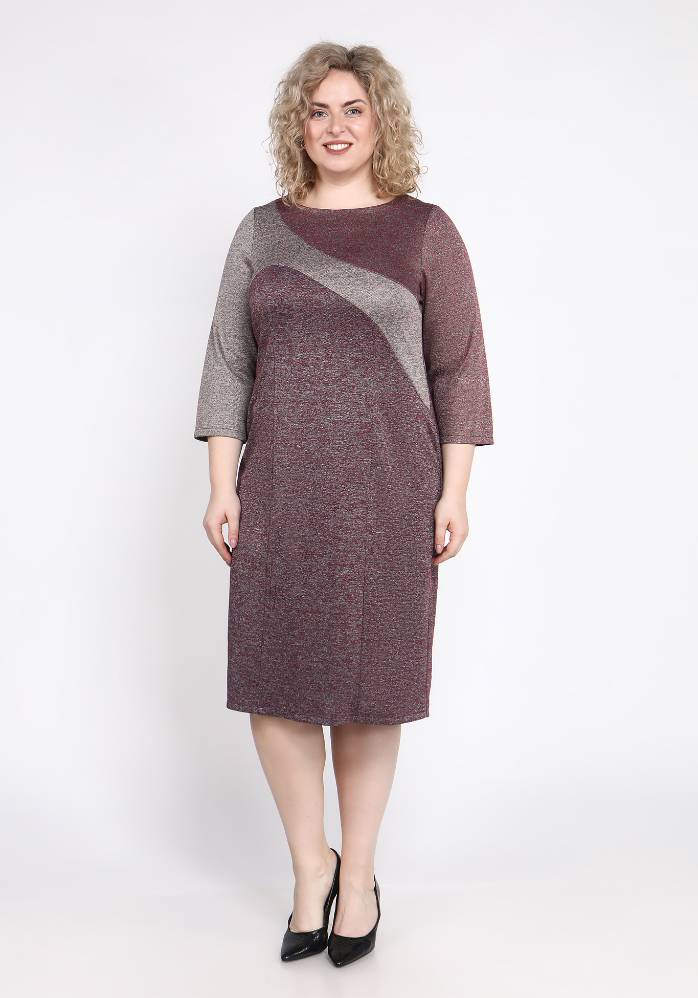 Платье с рельефным дизайном Vivienne Mare, размер 48, цвет брусничный - фото 1
