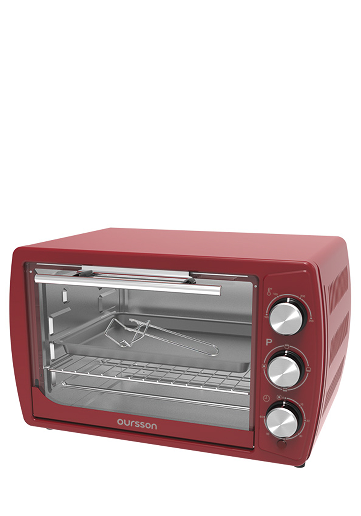 Электрическая мини-духовка Oursson, цвет бордовый - фото 1