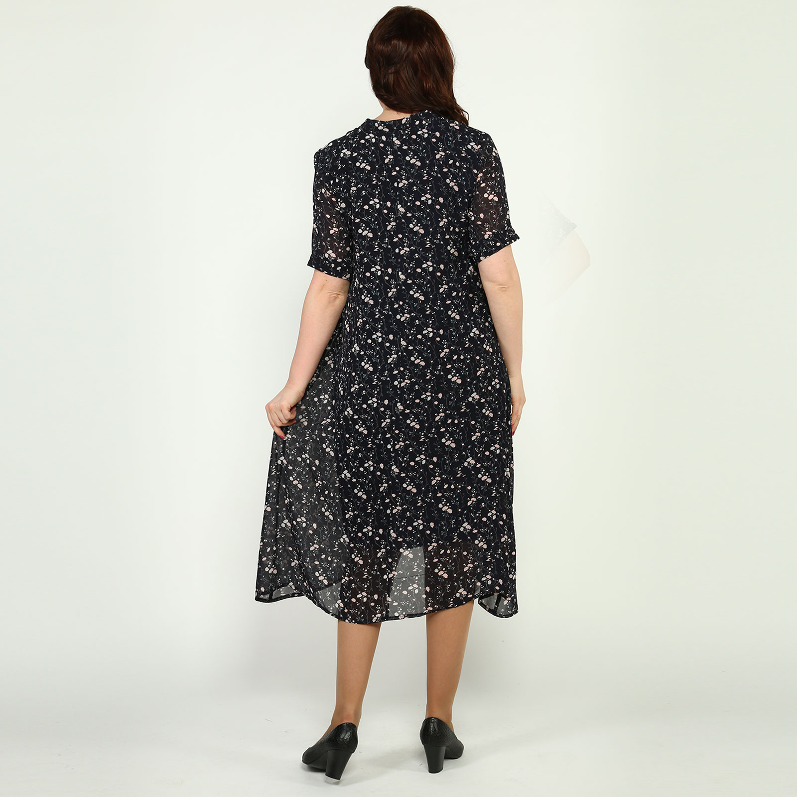 Платье шифоновое с воротником стойка Frida, размер 48, цвет черный - фото 4