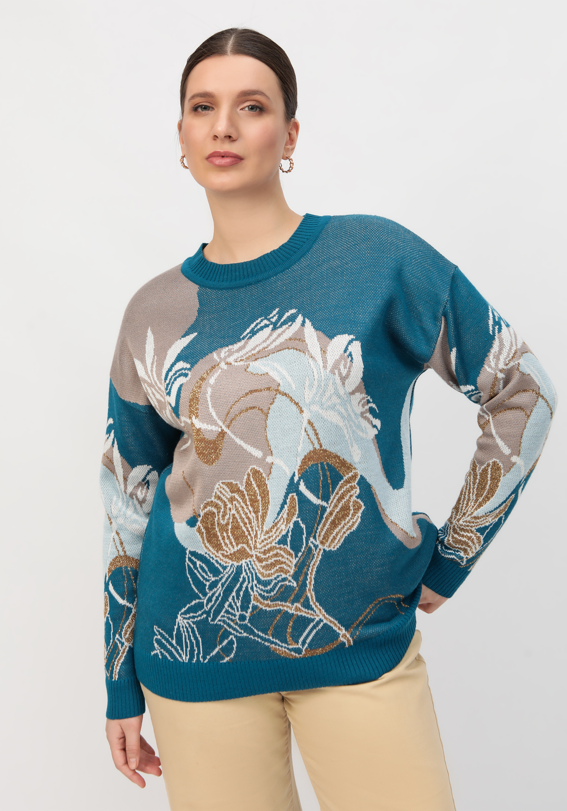 Джемпер с цветочно-абстрактным принтом комплект джемпер шорты