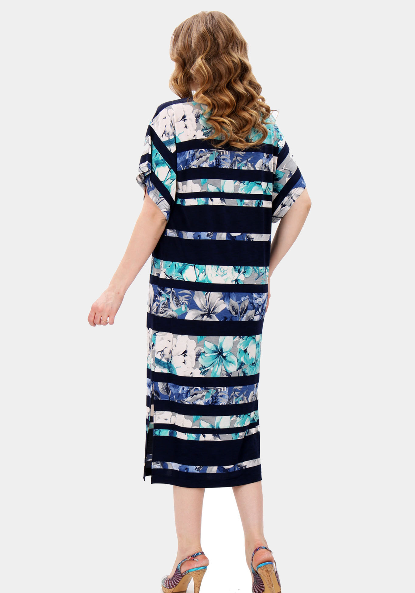 Платье прямое с коротким рукавом и рисунком Синель, размер 46 - фото 3
