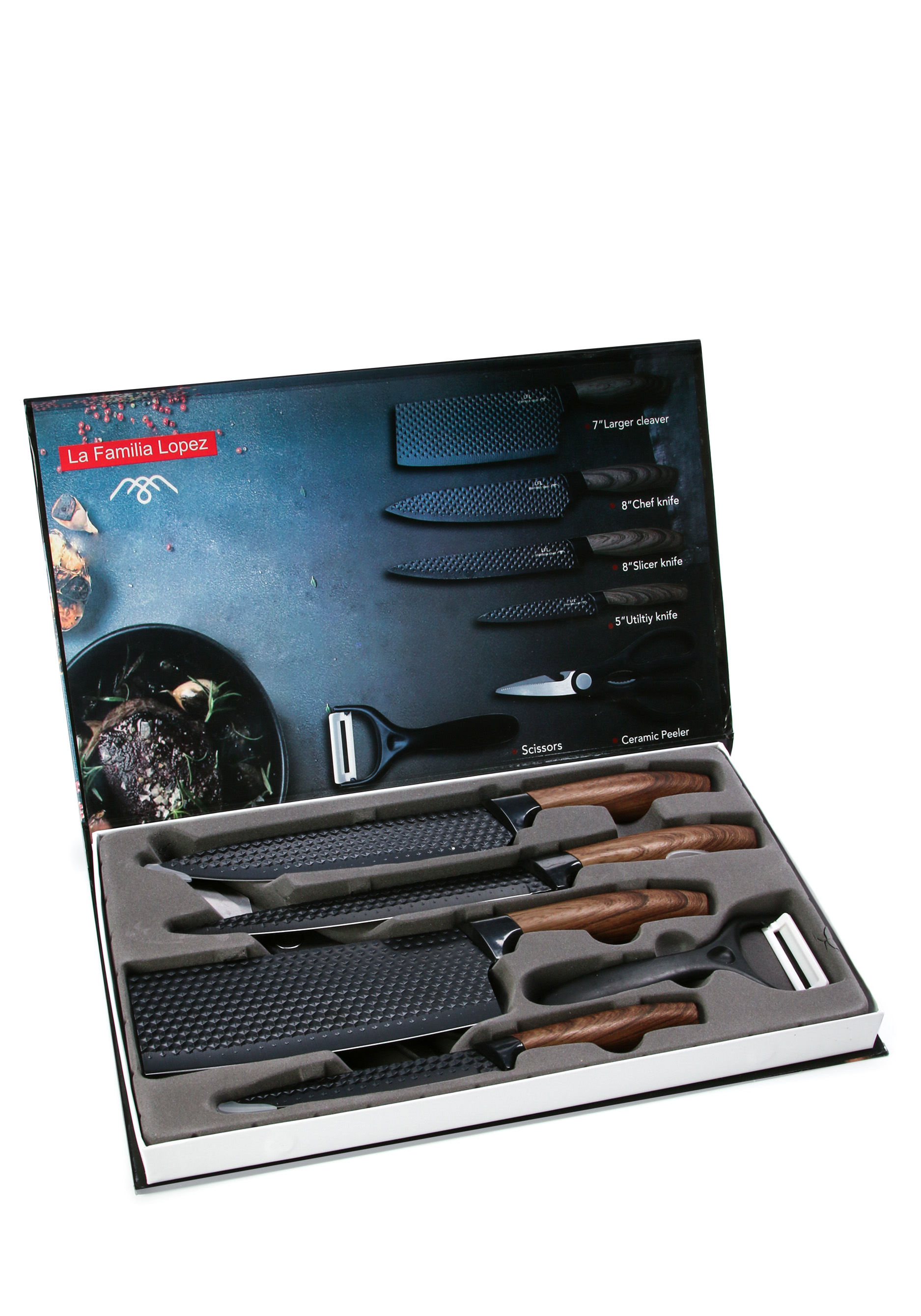Набор ножей в подарочной коробке 6 предметов Leomax, цвет черный - фото 2