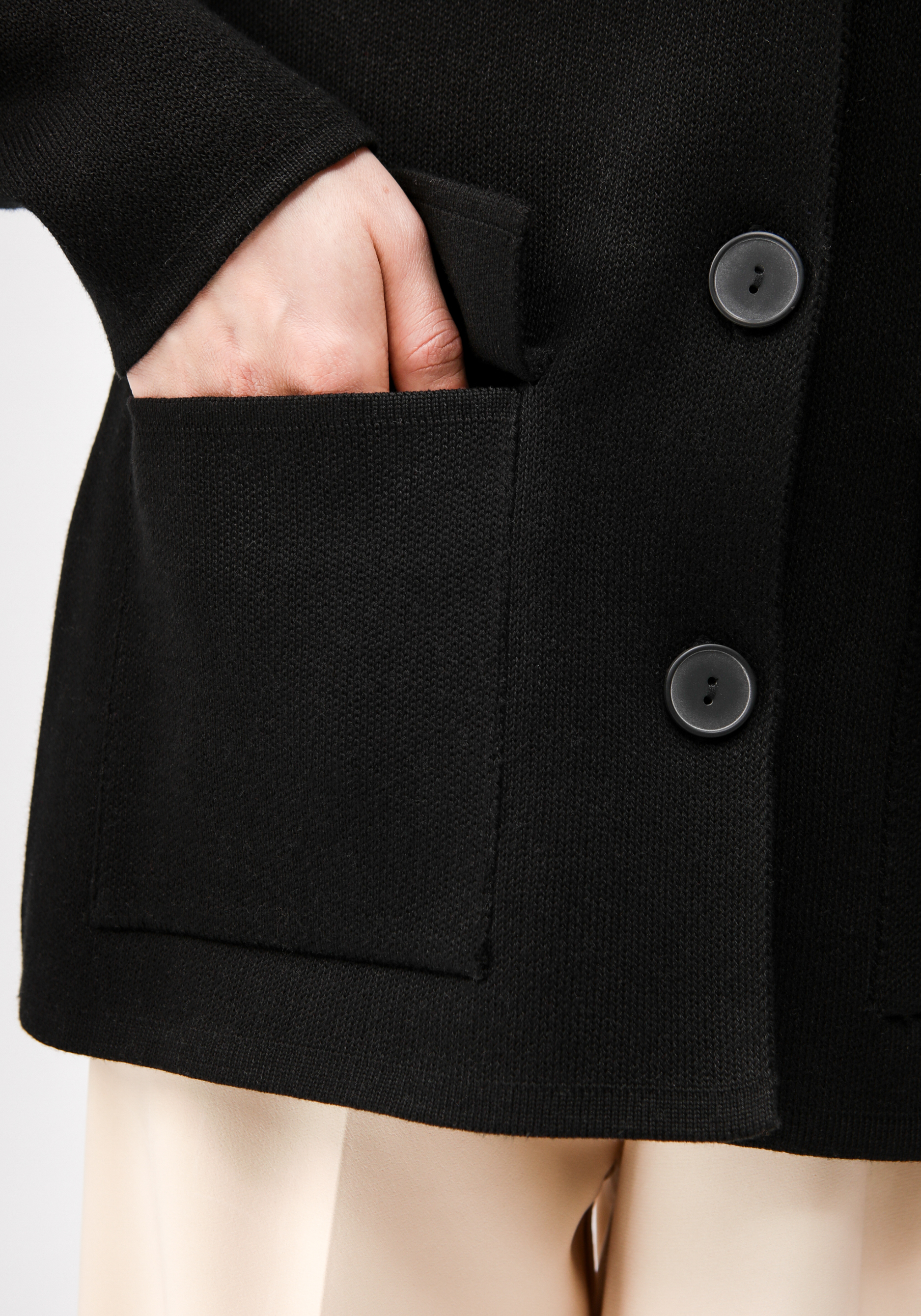 Жакет женский на пуговицах с карманами Vivawool, цвет черный, размер 50 - фото 5