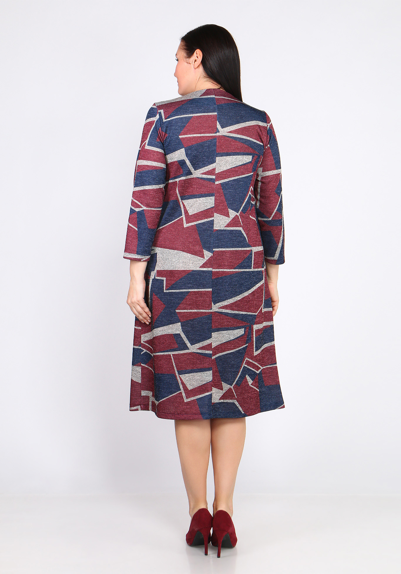 Платье-миди с защипами Bianka Modeno, размер 48, цвет красный - фото 4