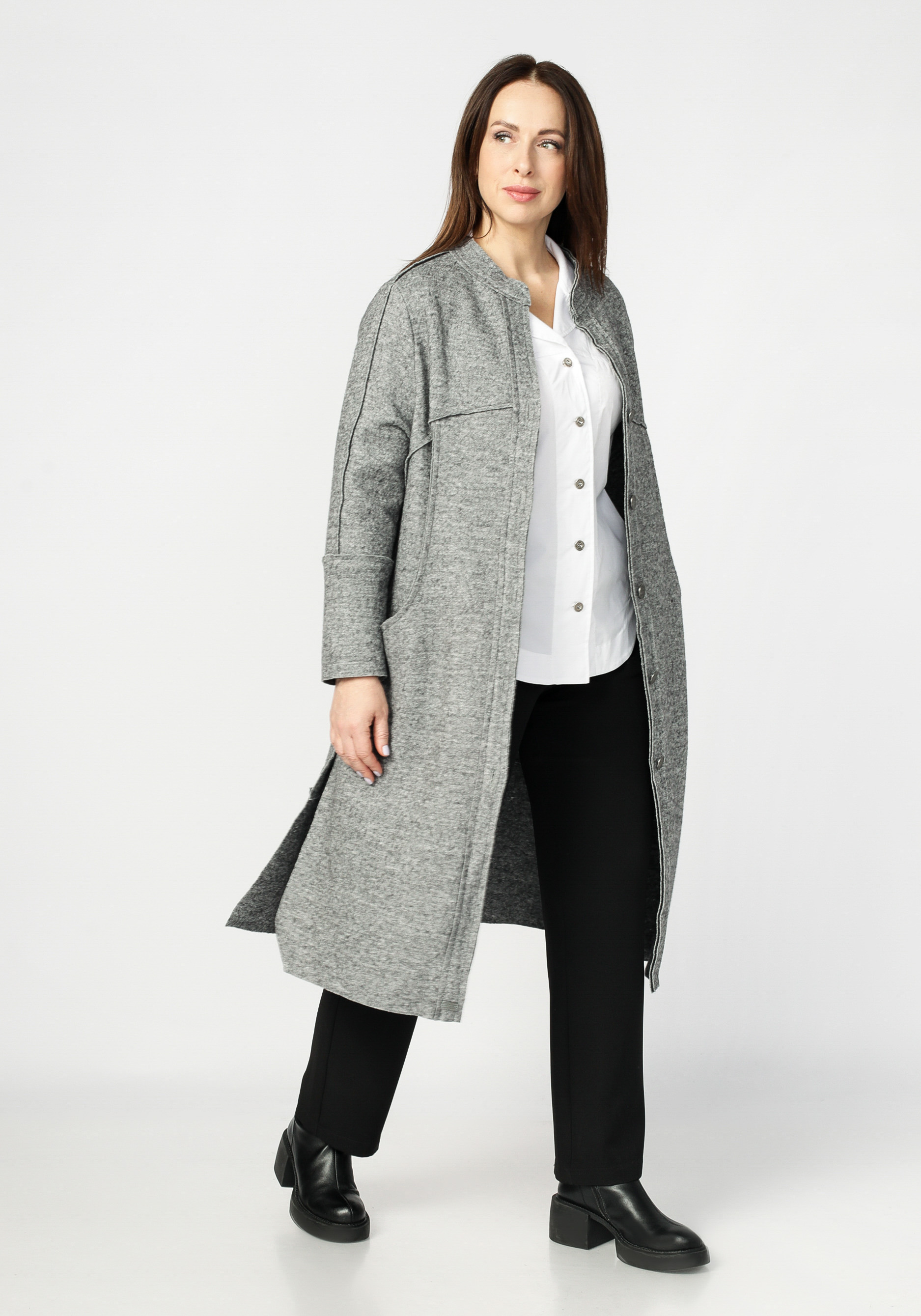 Пальто женское "Дженифер" Мечты Данаи, размер 52, цвет серый