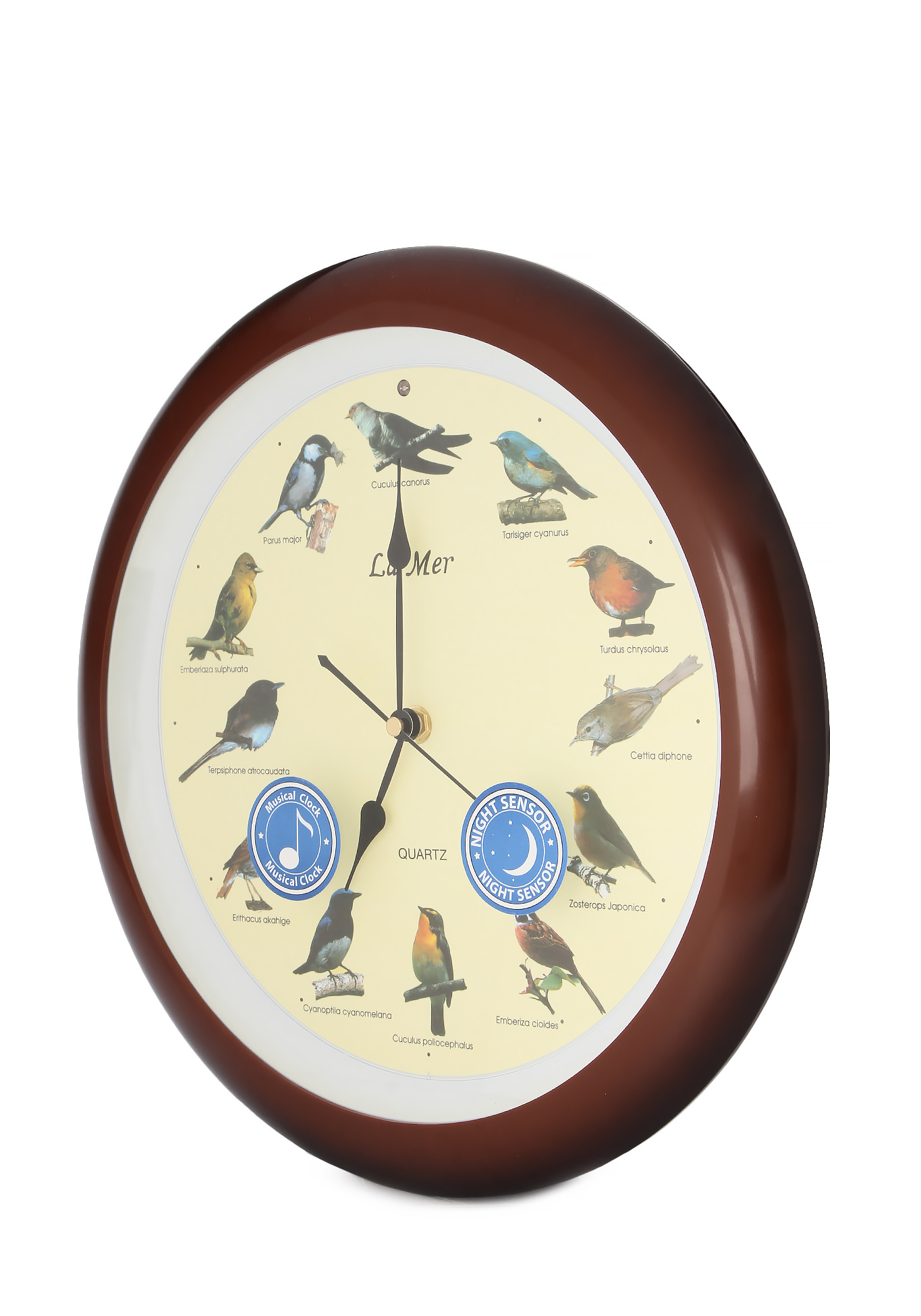 Настенные часы с пением птиц, цвет коричневый, размер 33*33*4 см, циферблат диаметр =25 см - фото 4