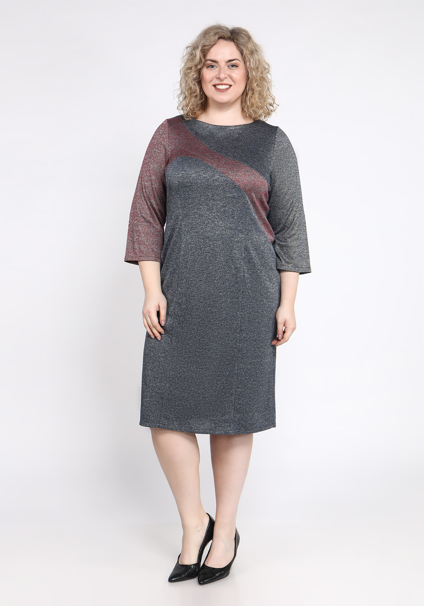 Платье с рельефным дизайном Vivienne Mare, размер 48, цвет брусничный - фото 5