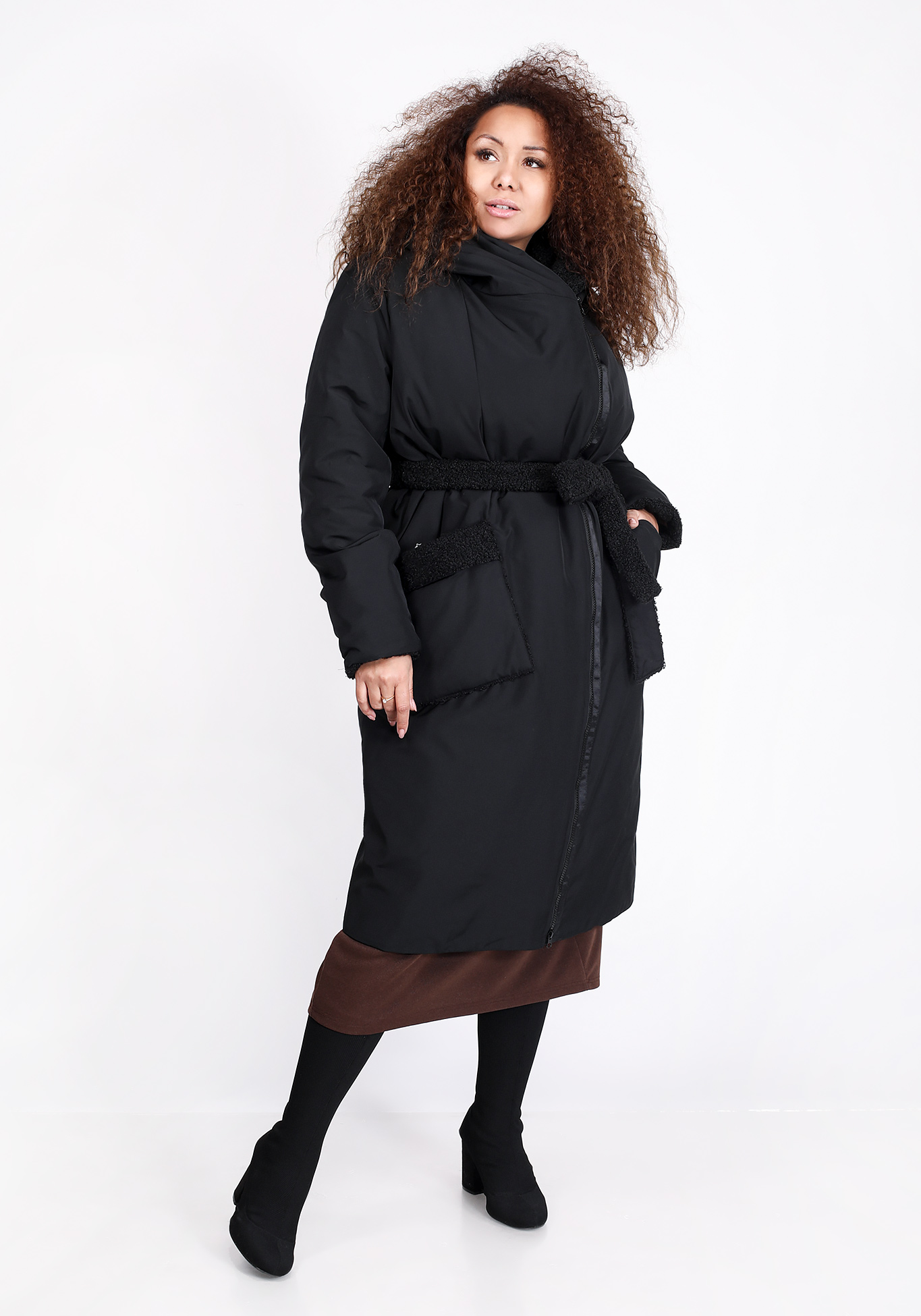 Пальто женское из болоньевой ткани Julia Weber, размер 56, цвет мокко - фото 5