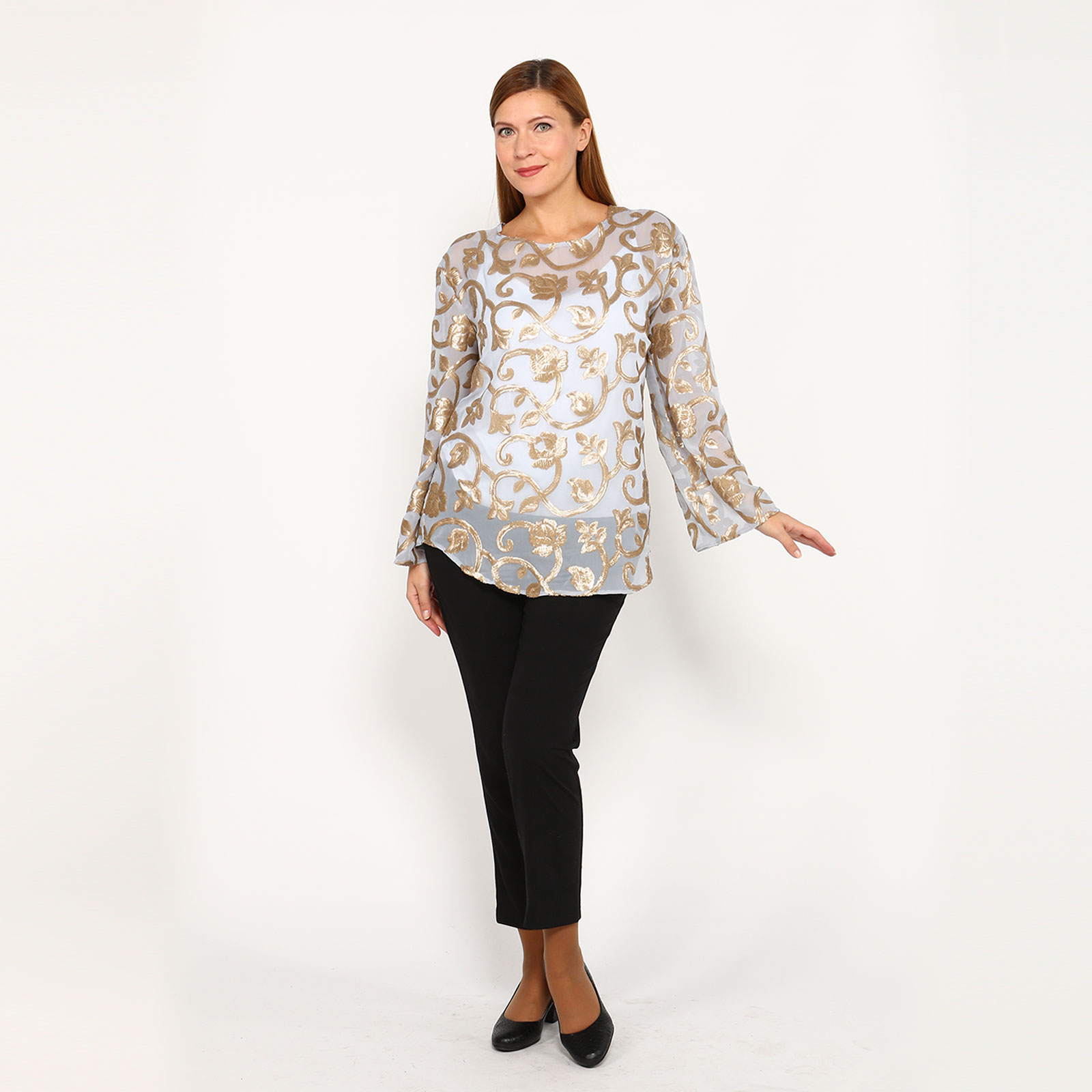 Блуза с пайетками и топом в комплекте City Code, цвет серый, размер 54 - фото 1