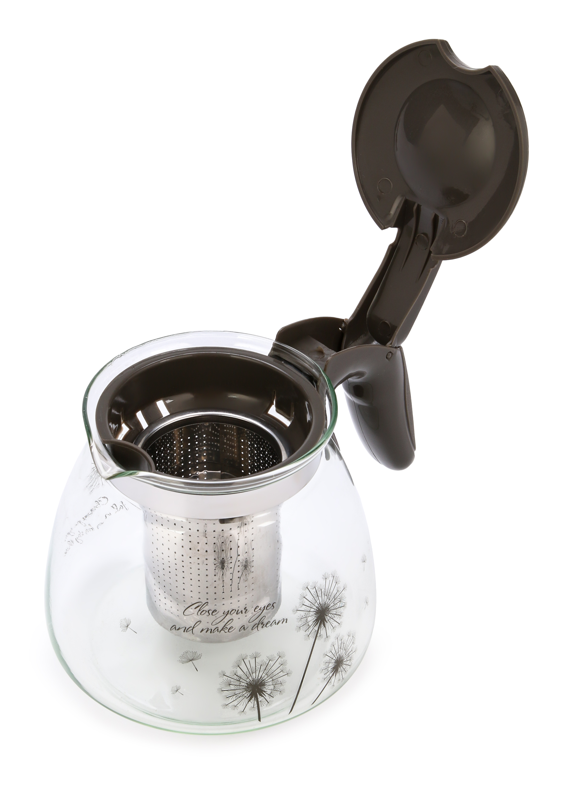 Заварочный стеклянный чайник с фильтром AGNESS, цвет белый - фото 2
