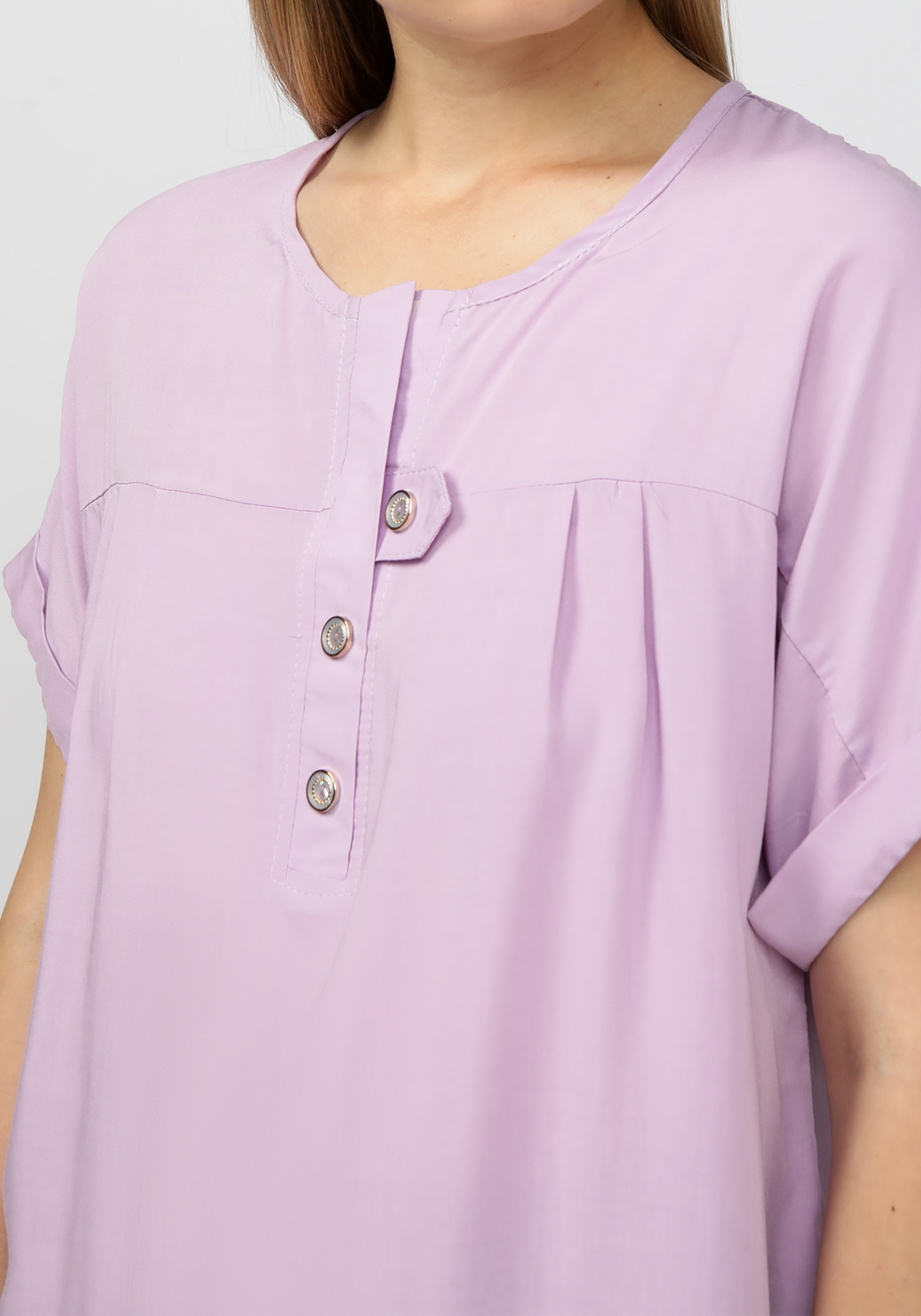 Блуза прямого кроя с планкой на груди Julia Weber, цвет белый, размер 48 - фото 6
