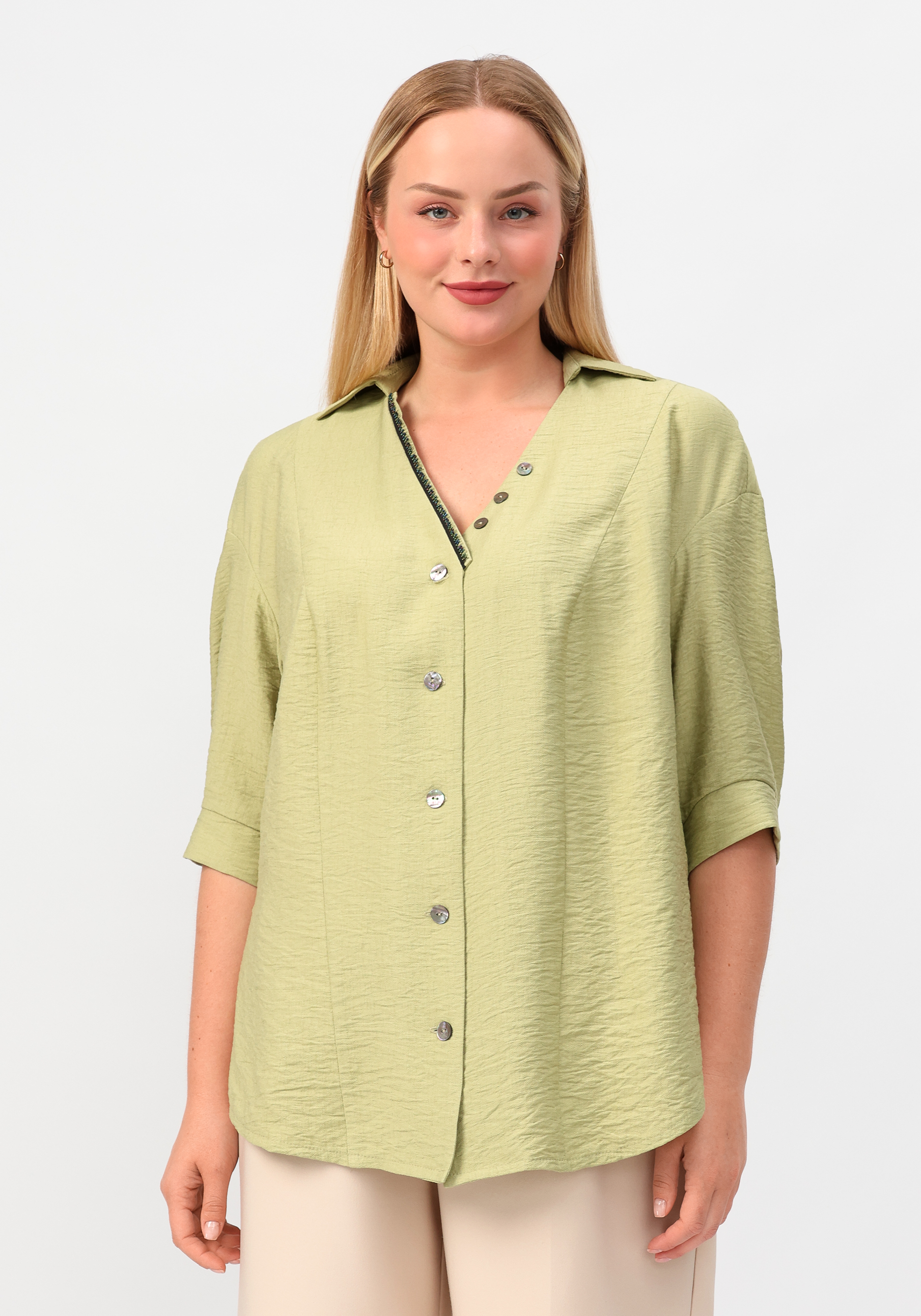 Блуза "Маримба" Мечты Данаи, цвет зеленый, размер 54 - фото 5