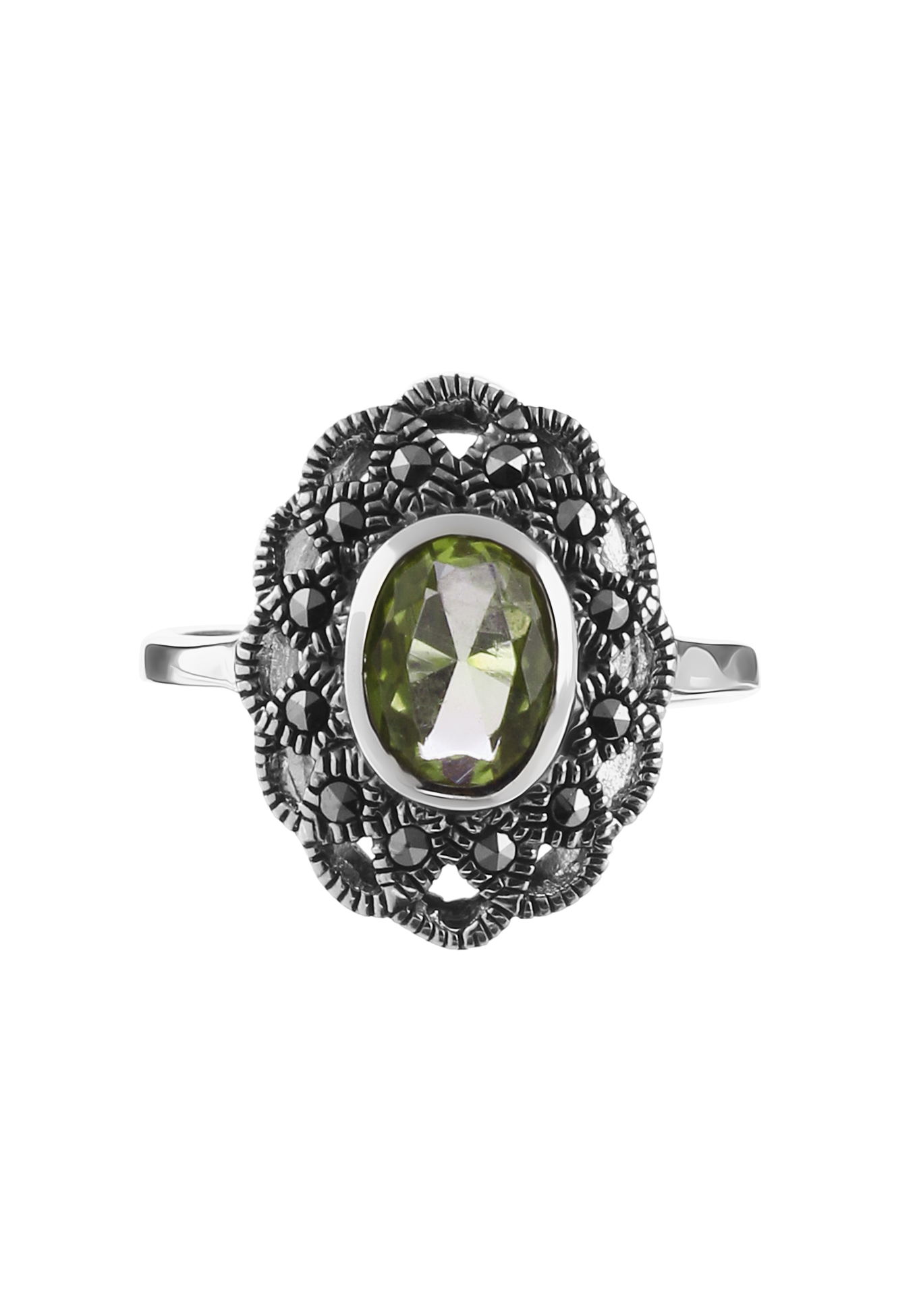Серебряное кольцо  "Селения" Nouvelle, цвет зеленый, размер 17 перстень - фото 2