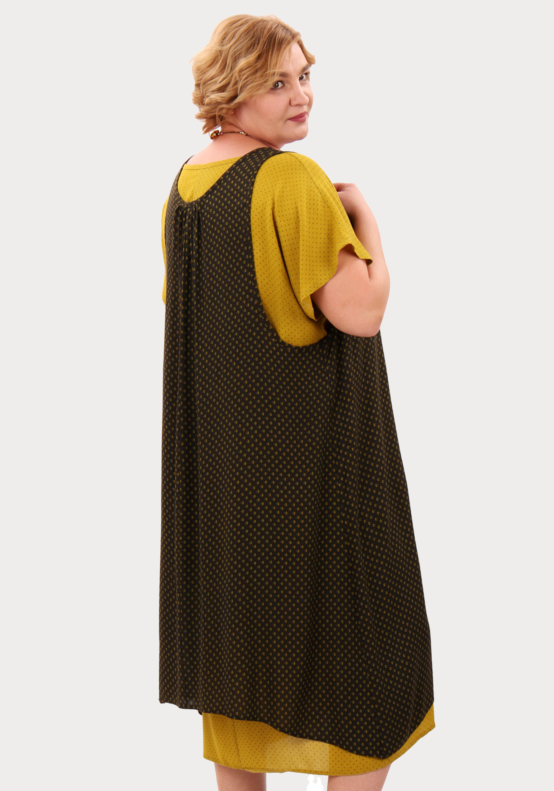 Платье-двойка свободного кроя Синель, размер 66, цвет желтый - фото 6