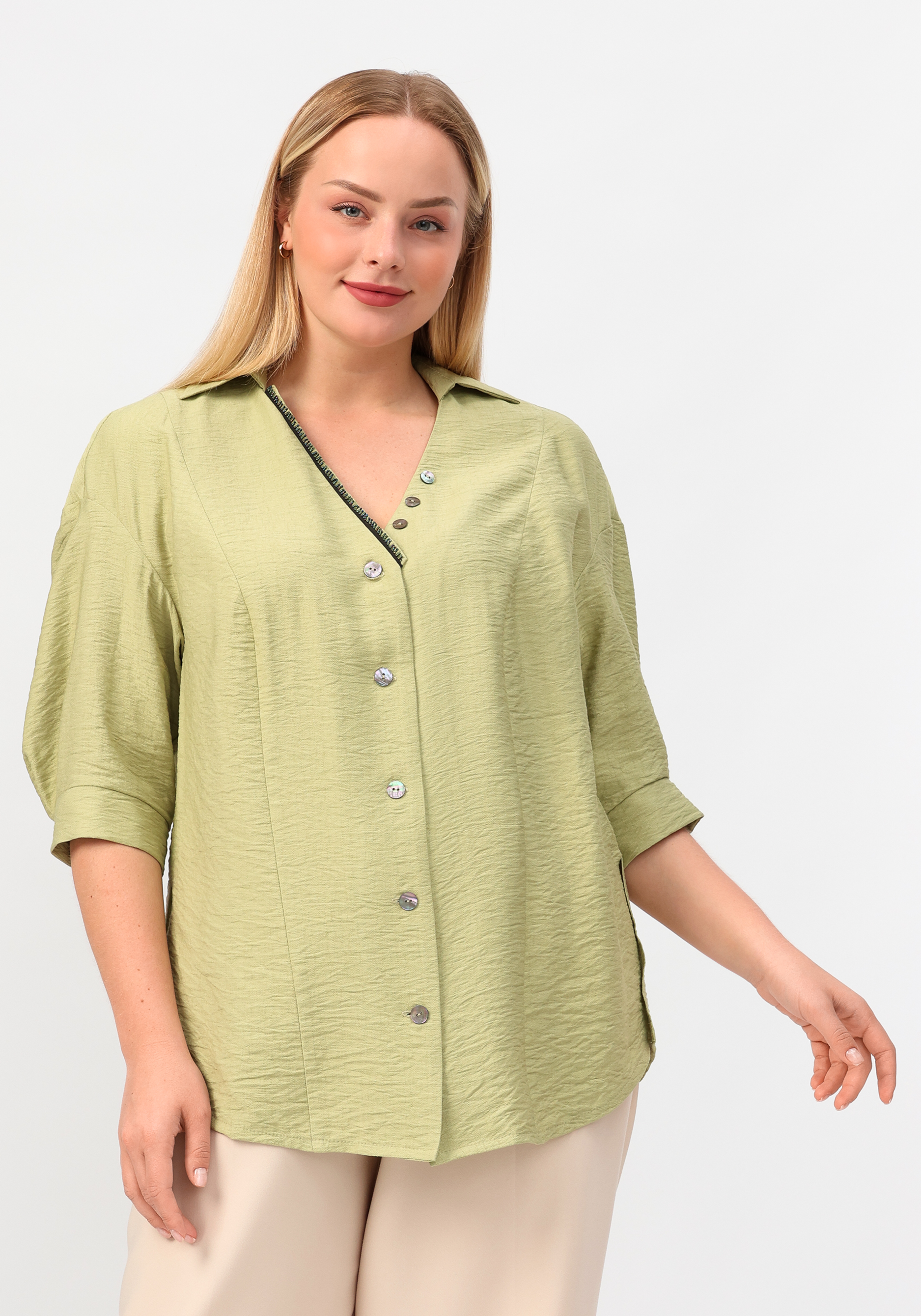 Блуза "Маримба" Мечты Данаи, цвет зеленый, размер 54 - фото 2