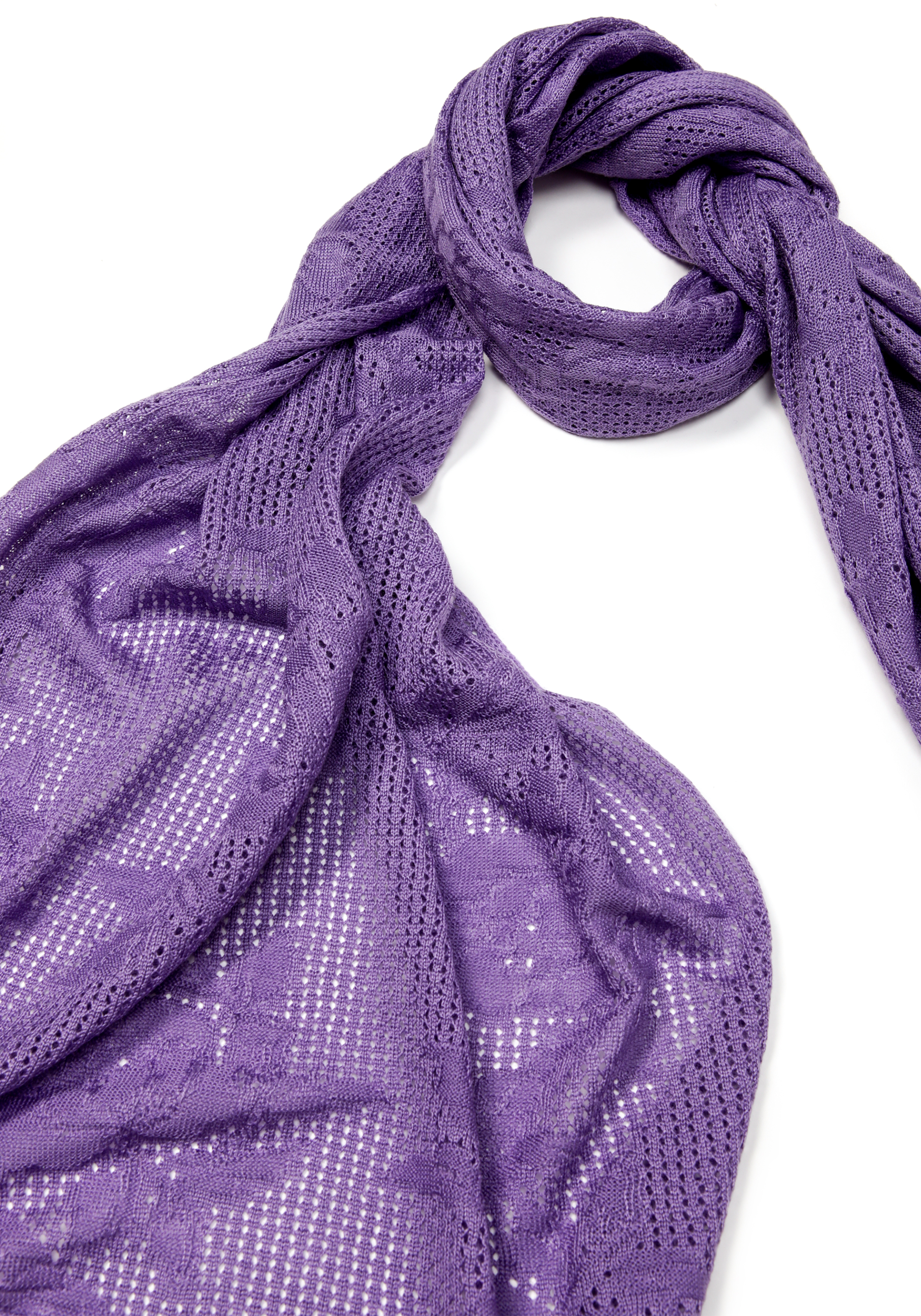 Палантин ажурный из натуральной шерсти Vivawool, цвет фиолетовый, размер единый - фото 6