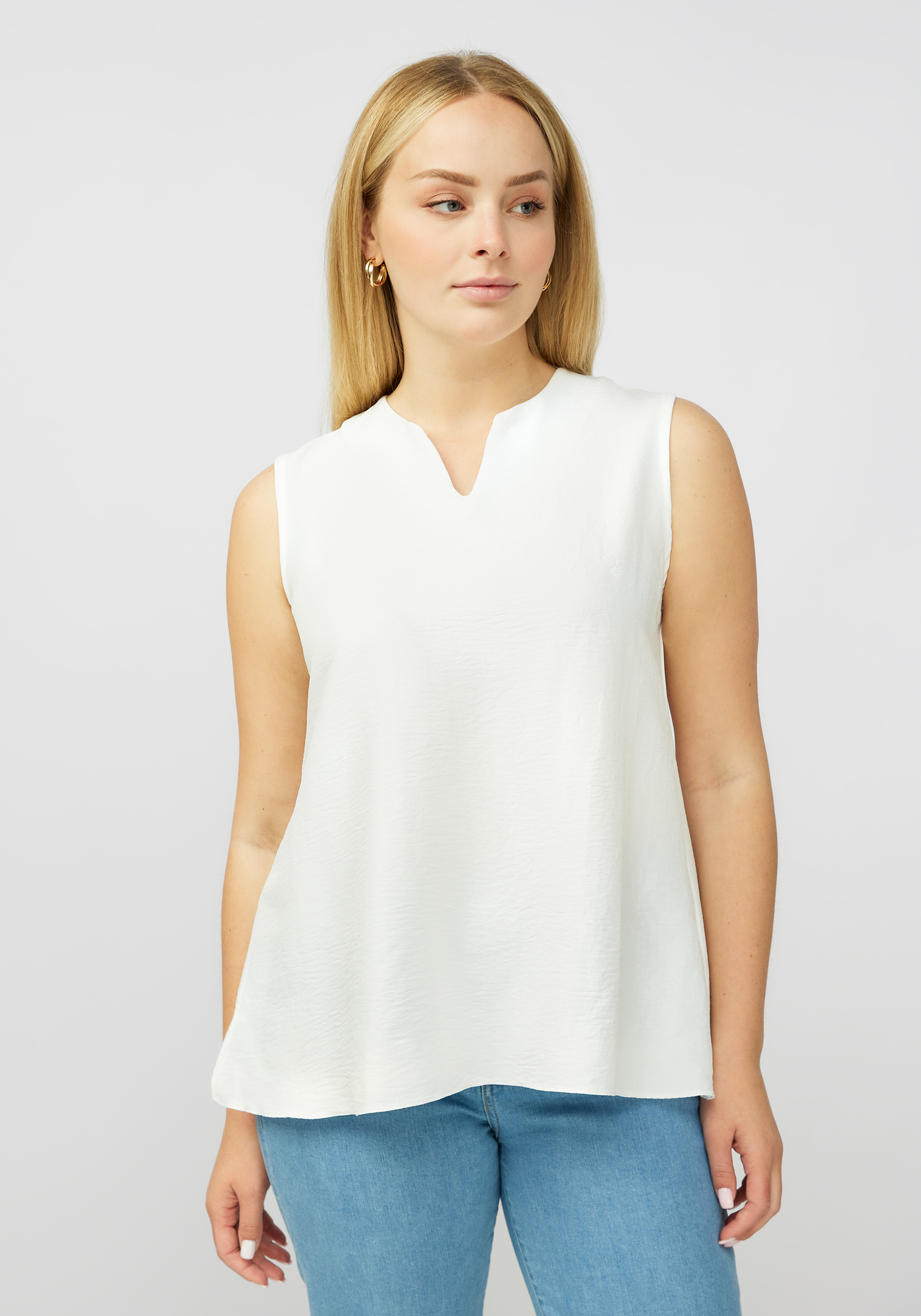 Блуза без рукавов с V образным вырезом блуза из шитья с v образным вырезом