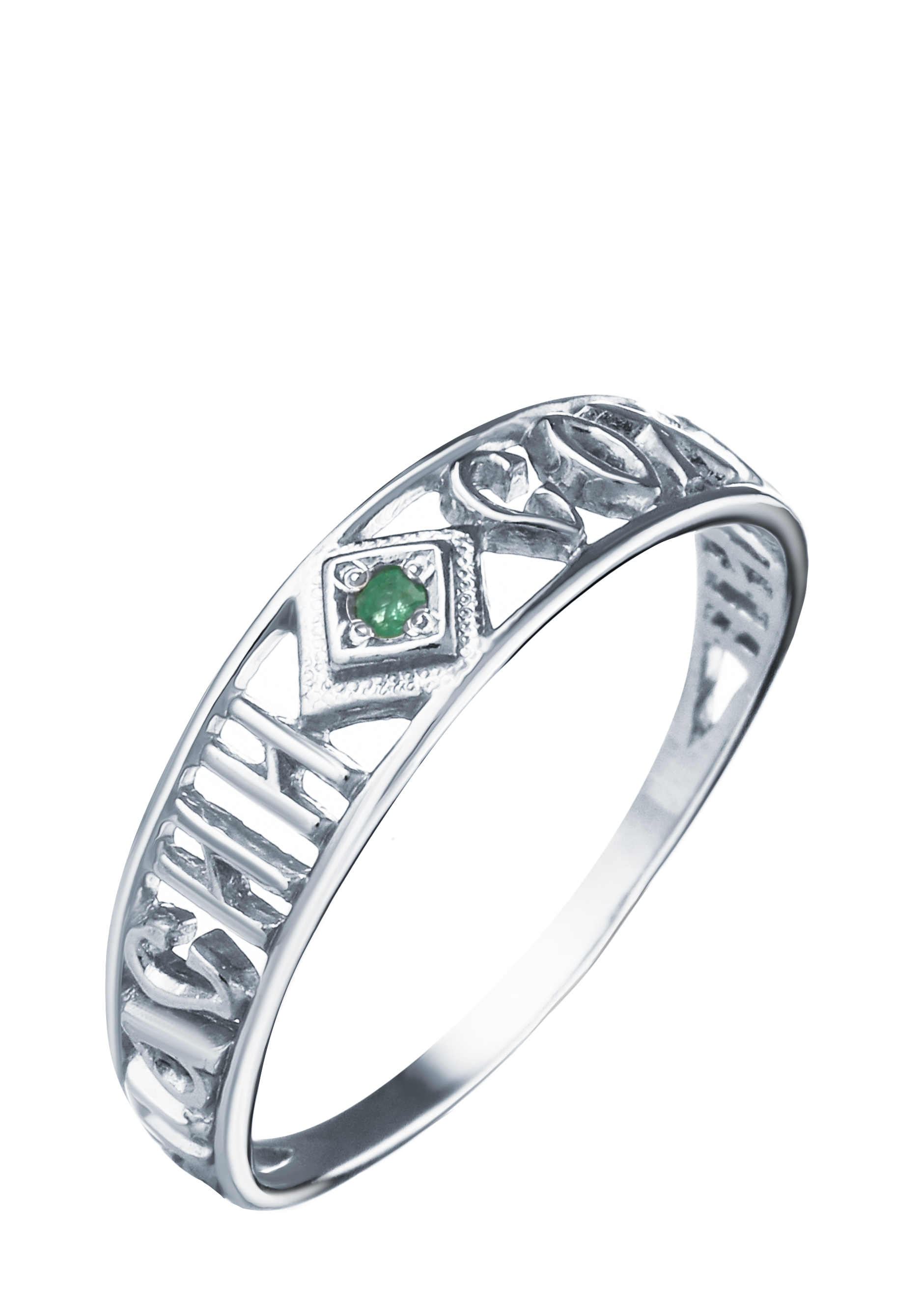 Кольцо серебряное "Святая вера" Серебряный Дом, цвет зеленый, размер 20