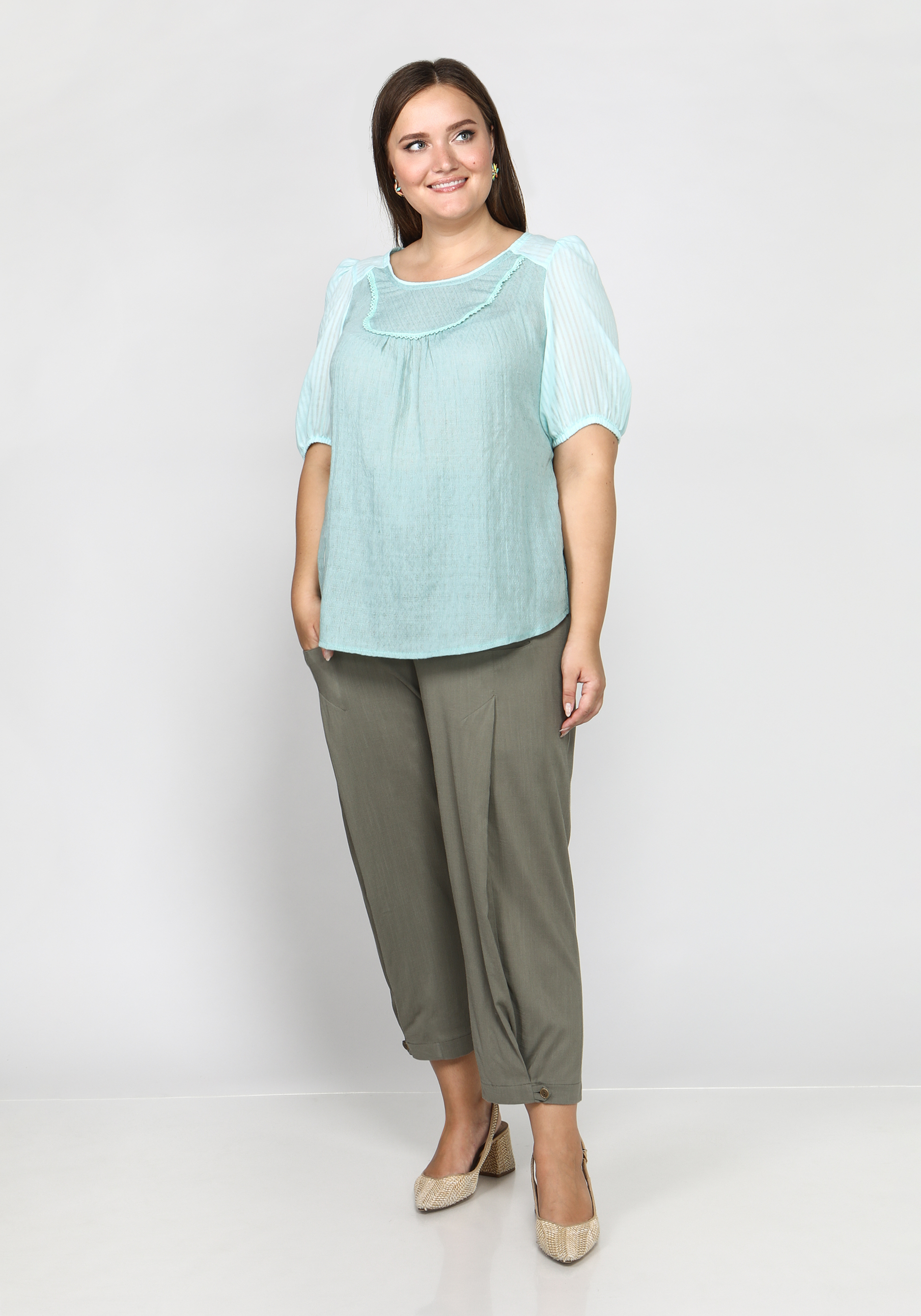 Блуза "Умопомрачительный день" GalaGrosso, размер 48, цвет ментоловый - фото 6