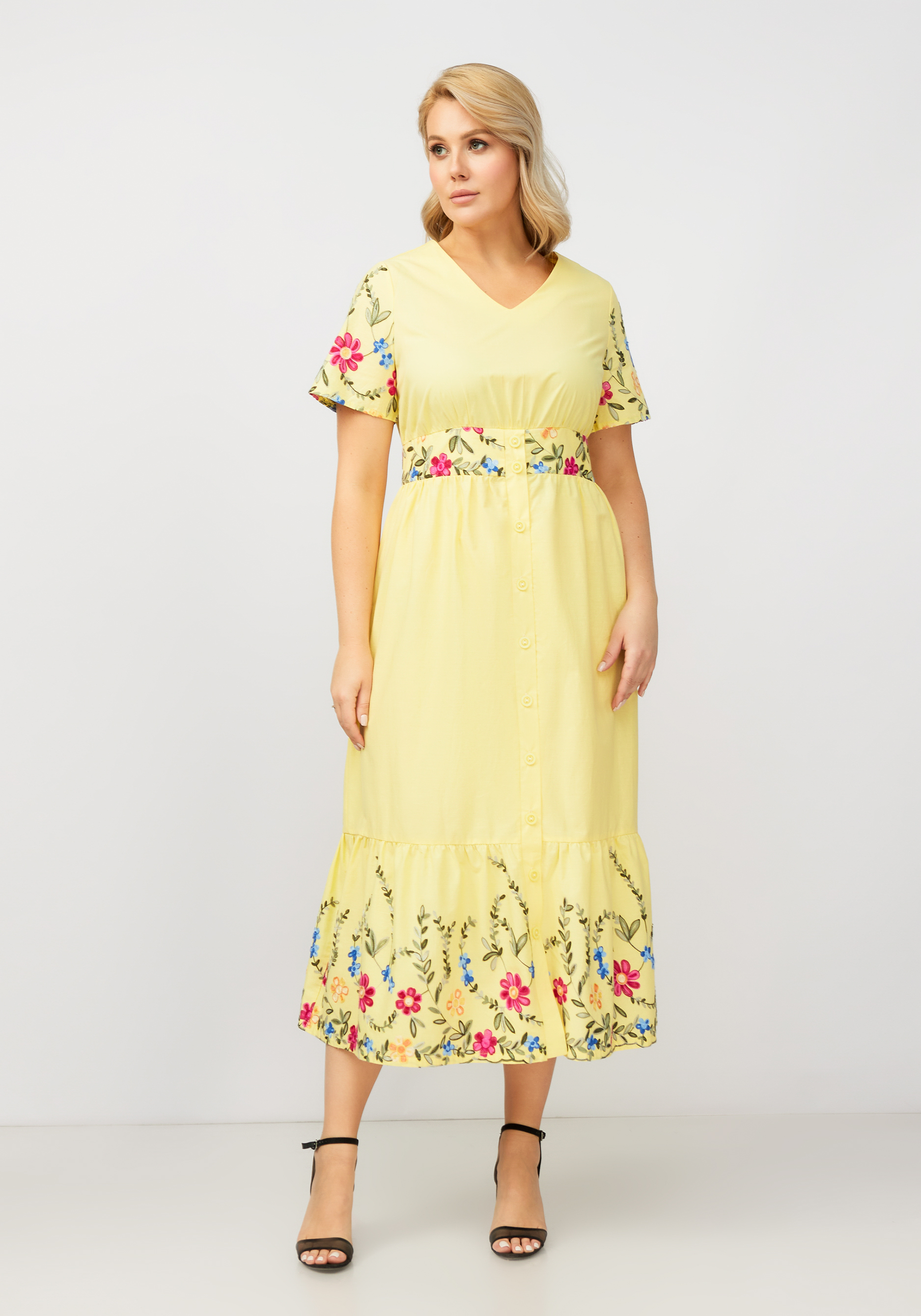 Платье с цветочной вышивкой на пуговицах Bianka Modeno, размер 54 - фото 10