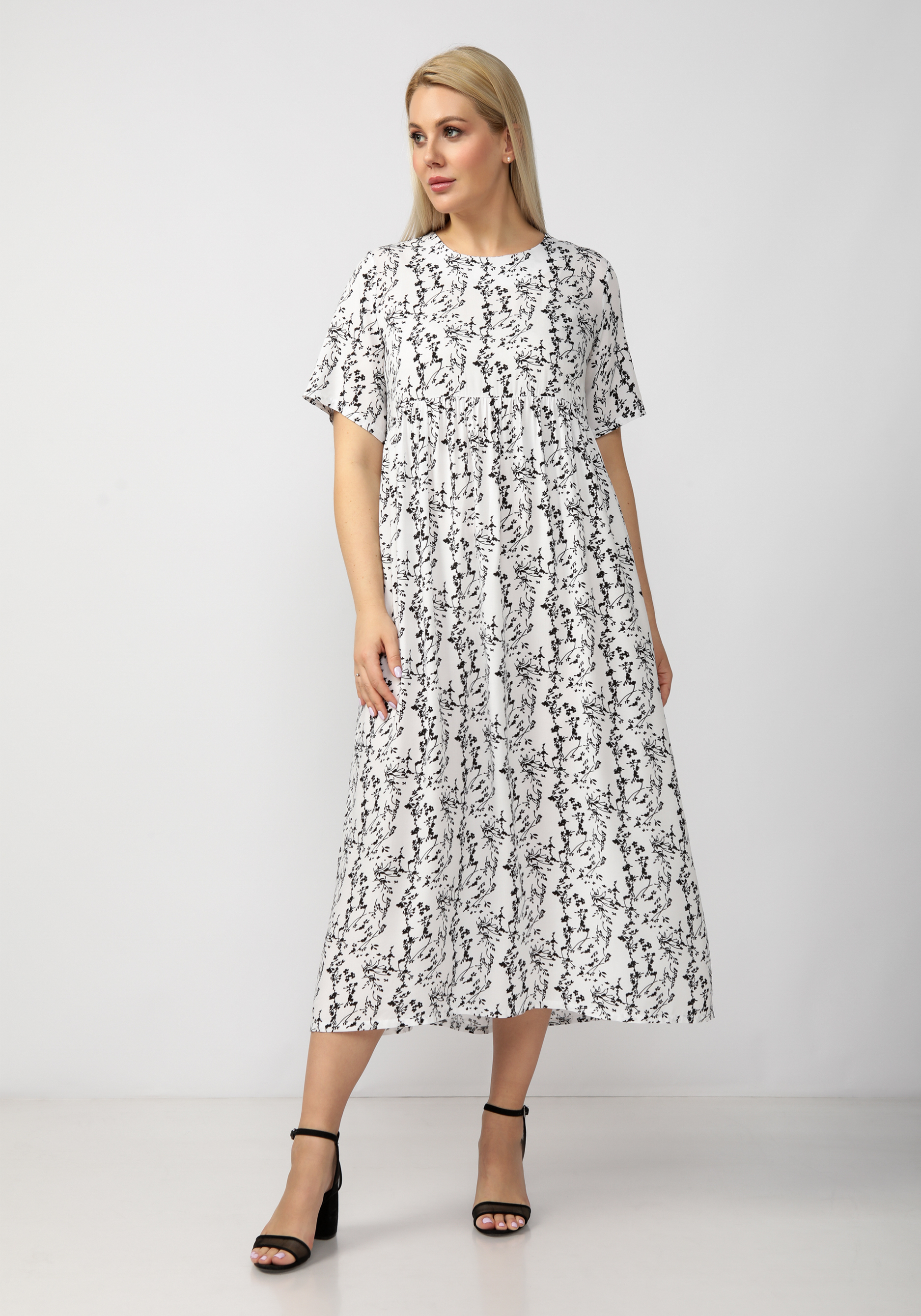 Платье свободного кроя с отрезной кокеткой Bianka Modeno, цвет белый, размер 60 - фото 5