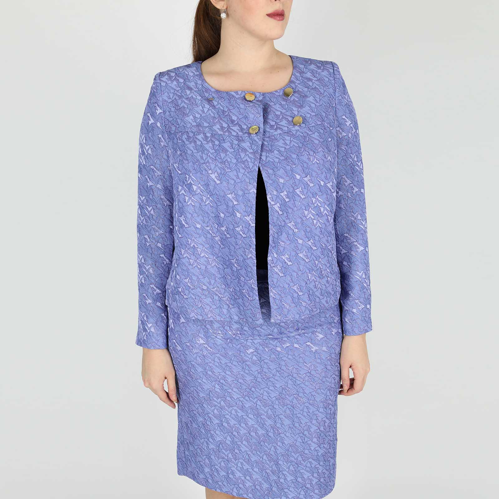 Костюм: юбка прямого кроя и жакет Elletto Life, размер 46, цвет фиолетовый - фото 6