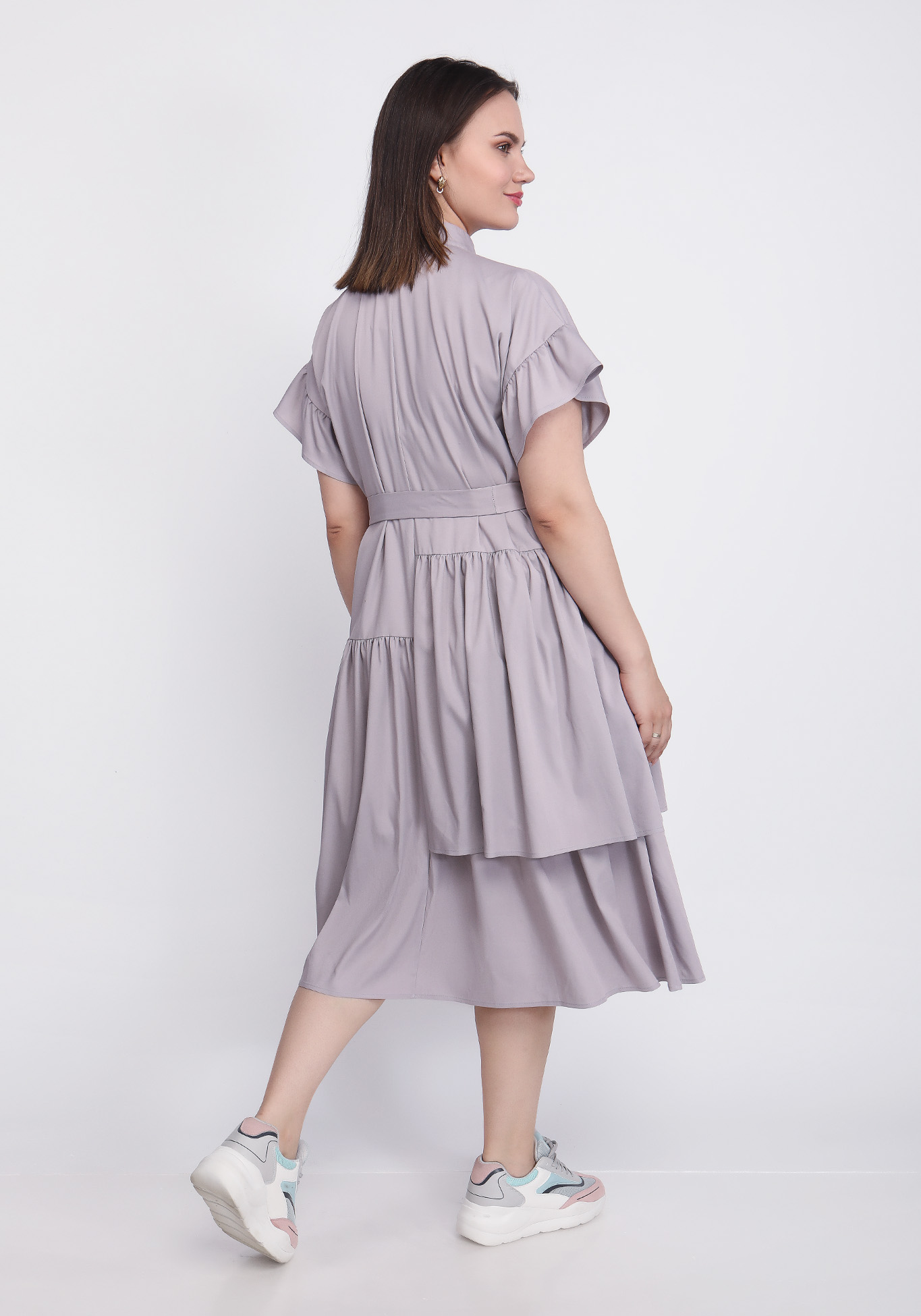 Платье миди с рюшами Polina Romanova, размер 48, цвет белый - фото 8