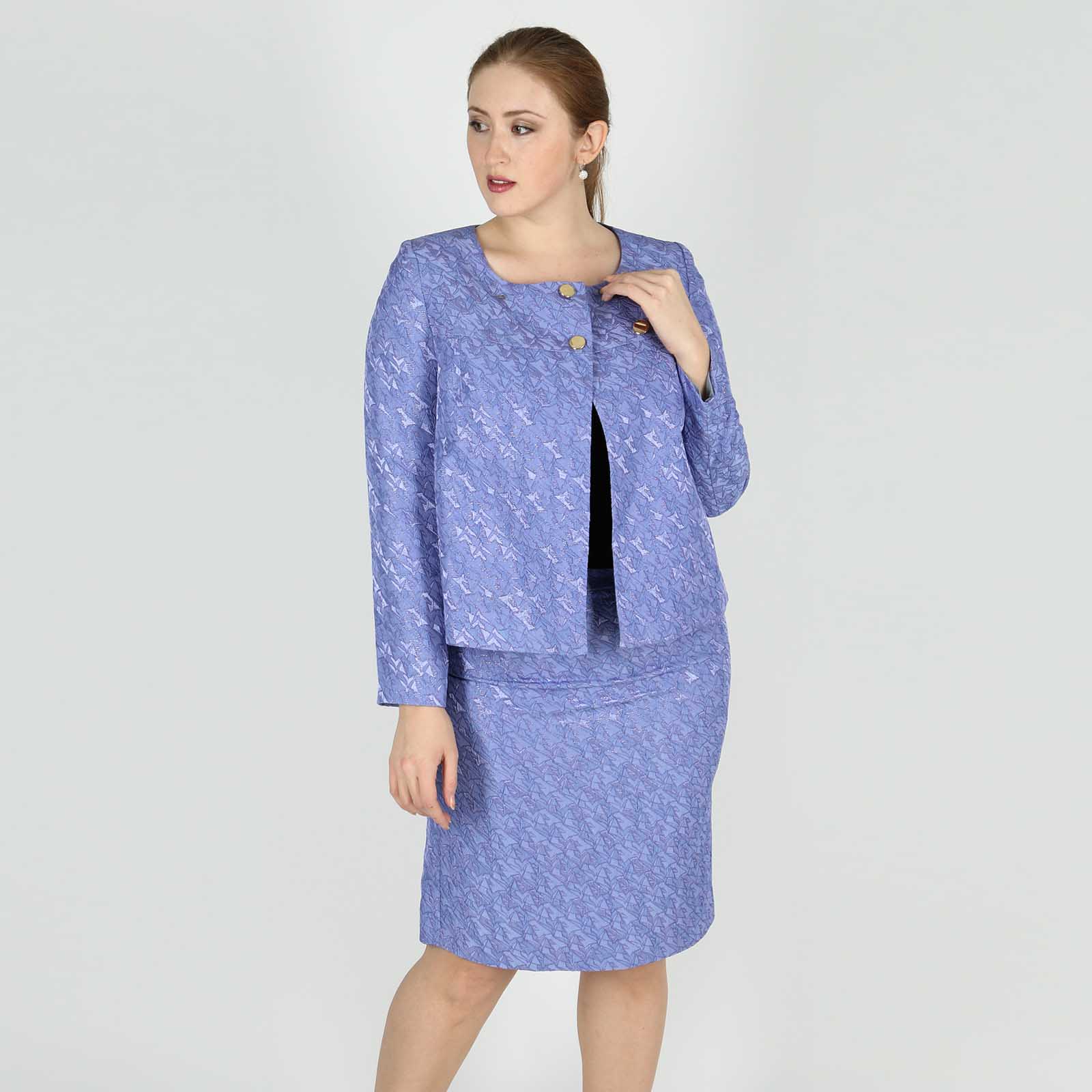 Костюм: юбка прямого кроя и жакет Elletto Life, размер 46, цвет фиолетовый - фото 2