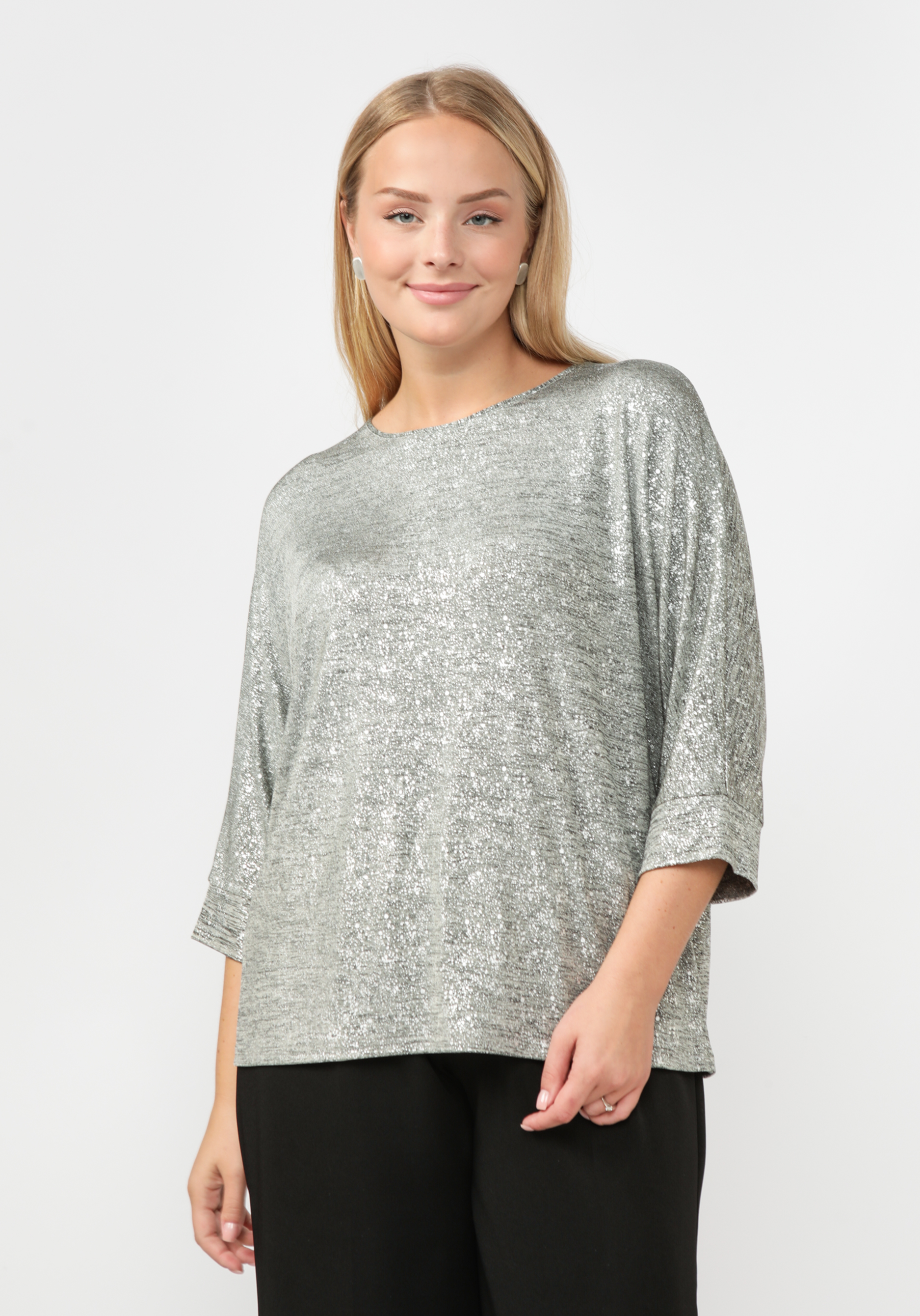 Блуза "Серебряные блики" Sakton, цвет серый, размер 58 - фото 1