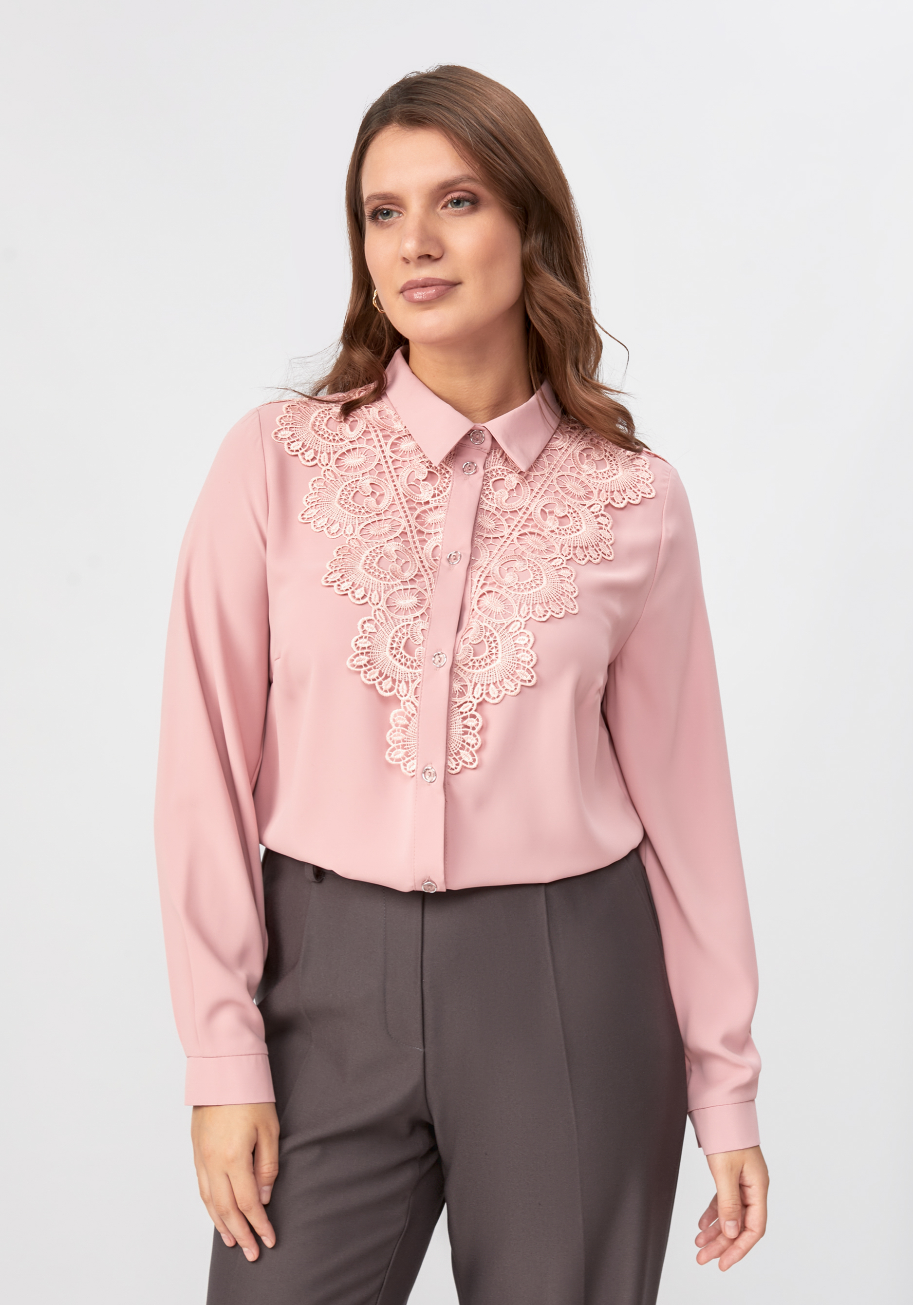 Блуза прямого кроя с ажурным кружевом блуза с аппликационным кружевом