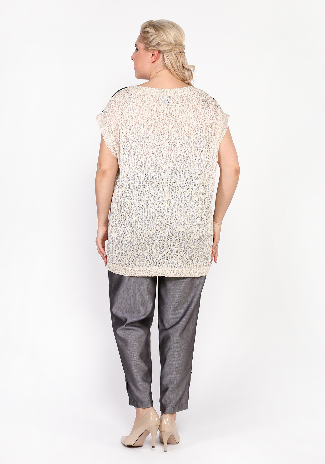 Блуза с удлиненной спинкой и блеском GalaGrosso, размер 50, цвет терракотовый - фото 3