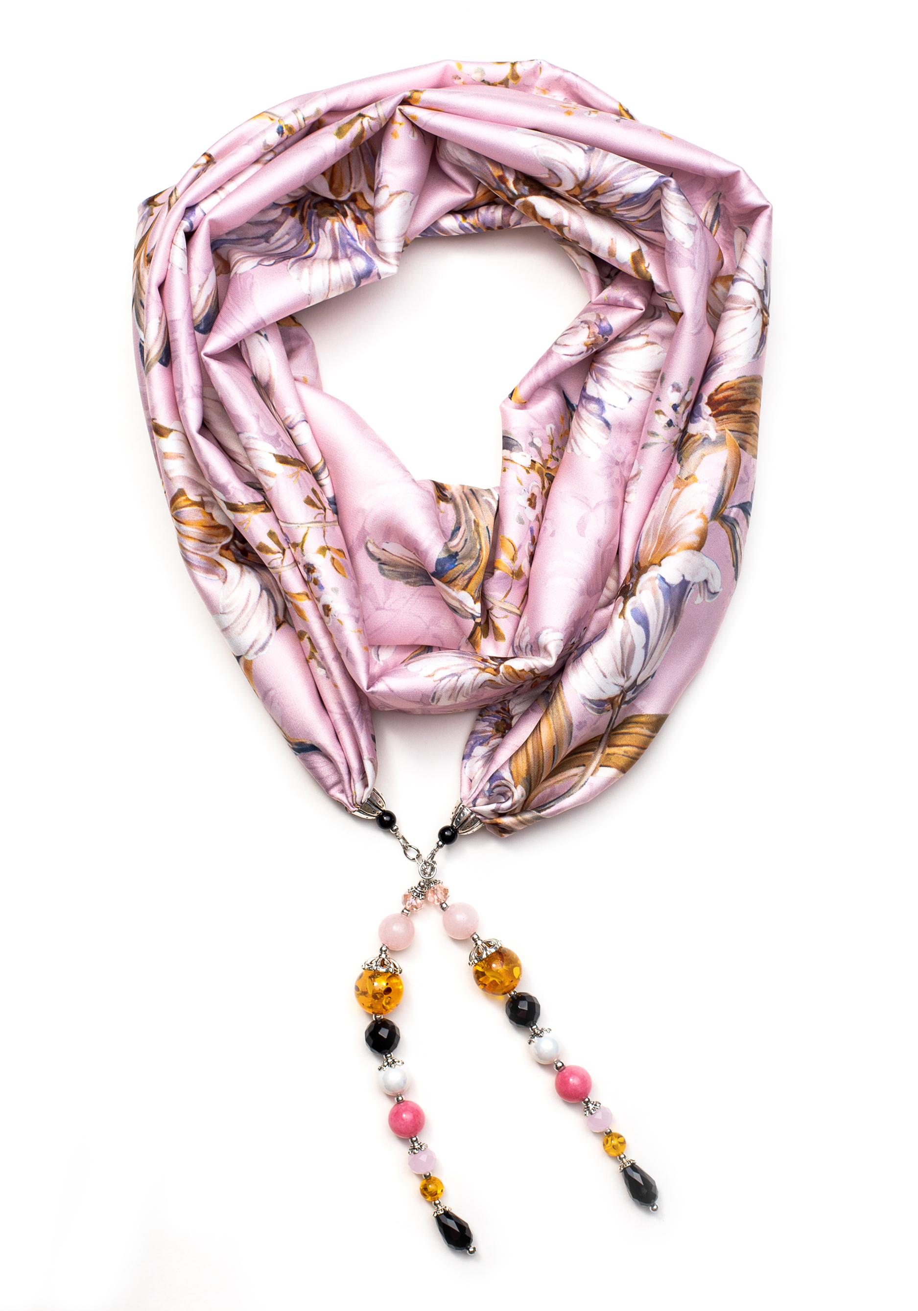 Колье-шарф "Особый случай" MARY JOO, цвет розовый, размер 160