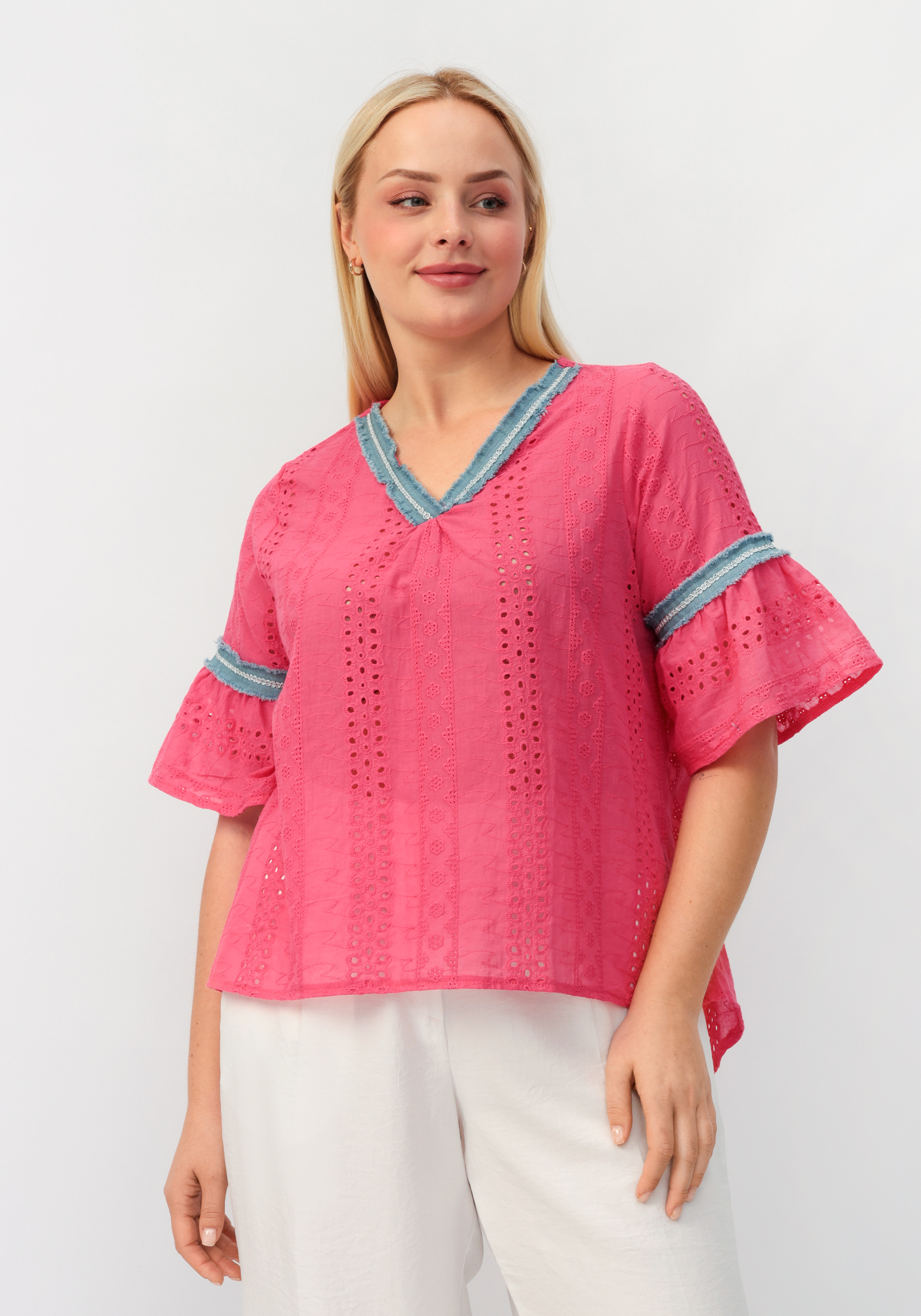 Блуза "Аделя" No name, цвет розовый, размер 54-56
