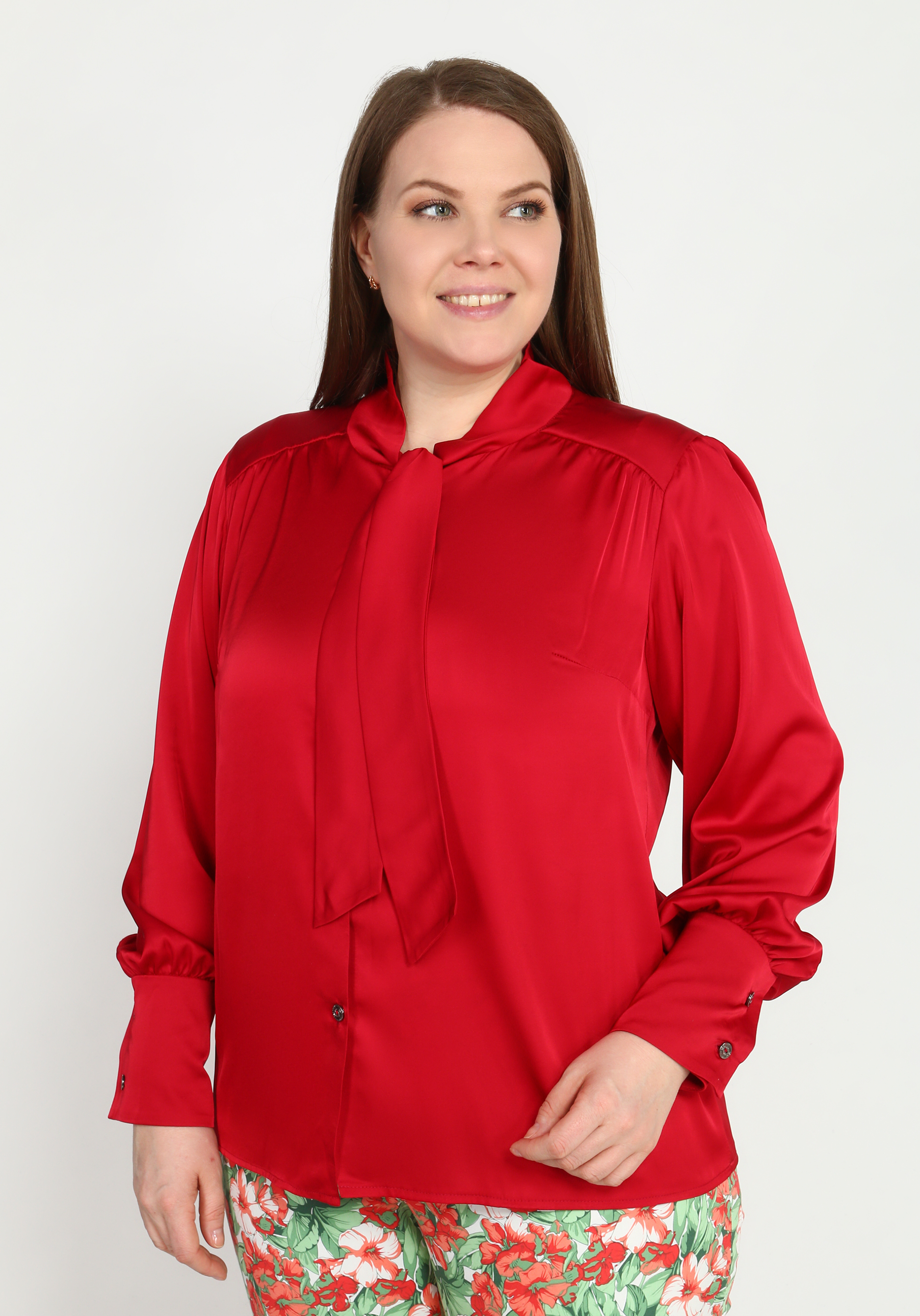 Блуза "Итальянская Романтика", размер 48, цвет красный - фото 1