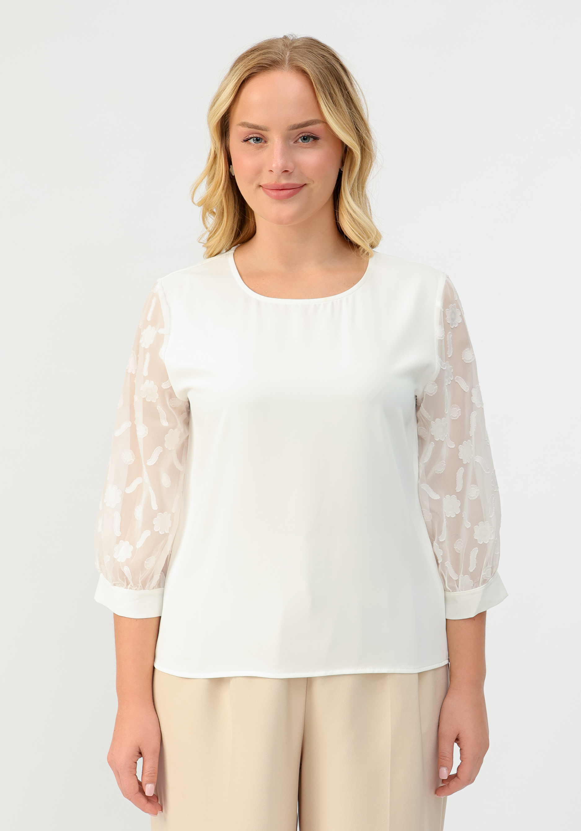 Блуза с шифоновыми рукавами 3 / 4 No name, размер 52-54, цвет белый - фото 4