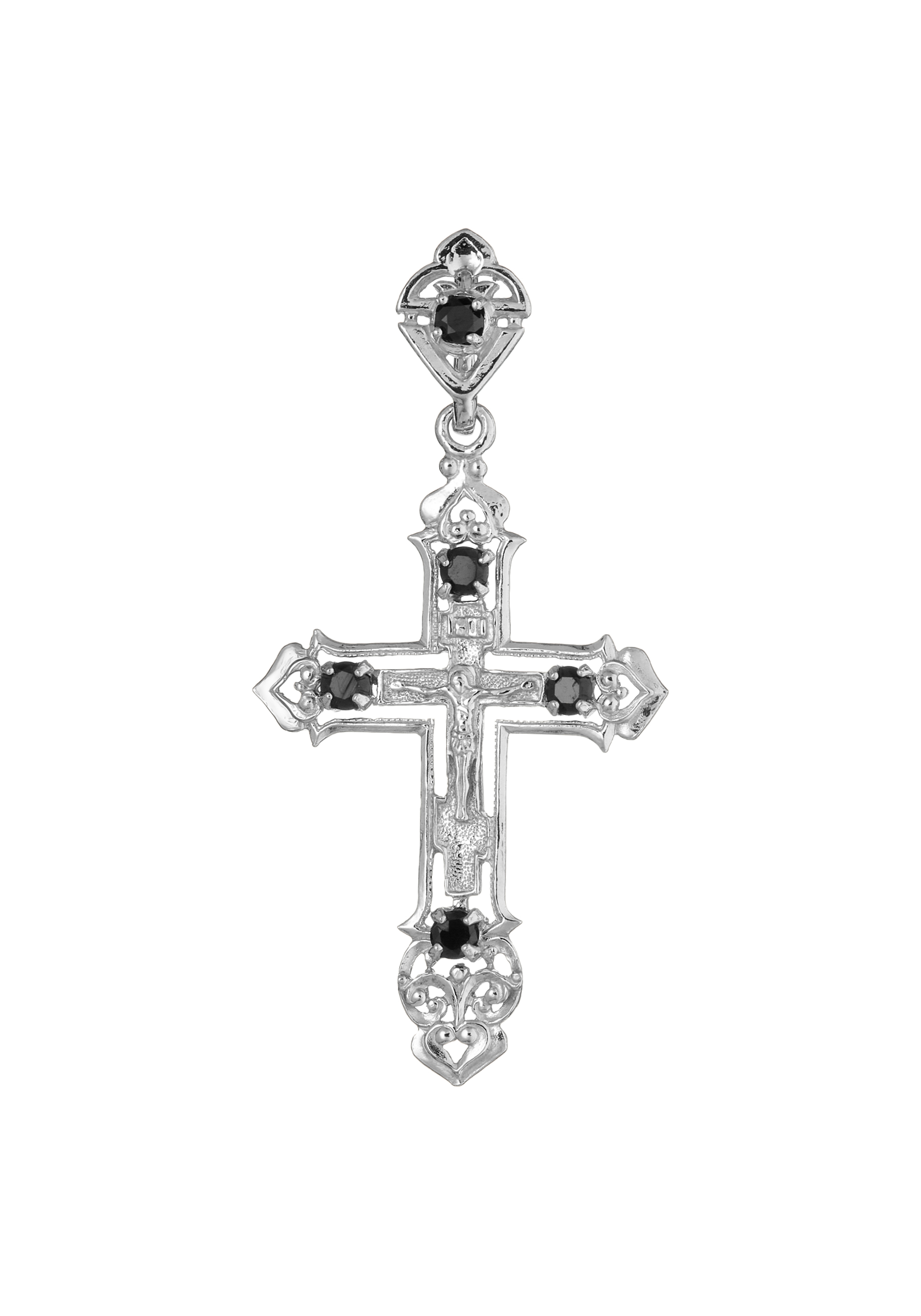 Крест "Православный" Бриллианит Серебряная линия, цвет фиолетовый, размер 0.1
