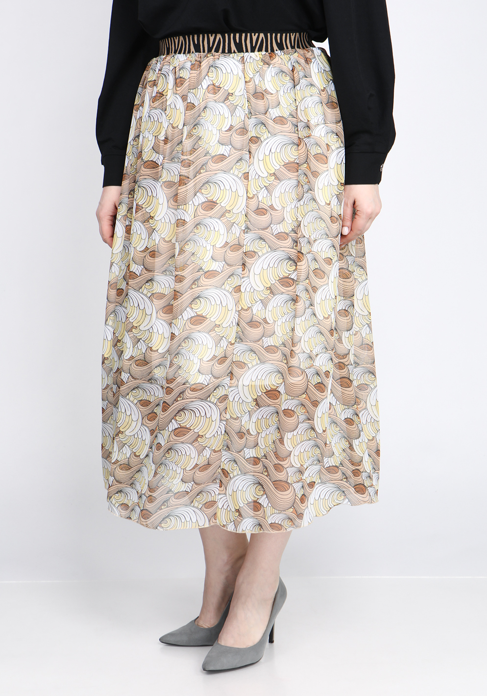 Юбка-миди со сборкой юбка плиссе с абстрактным рисунком