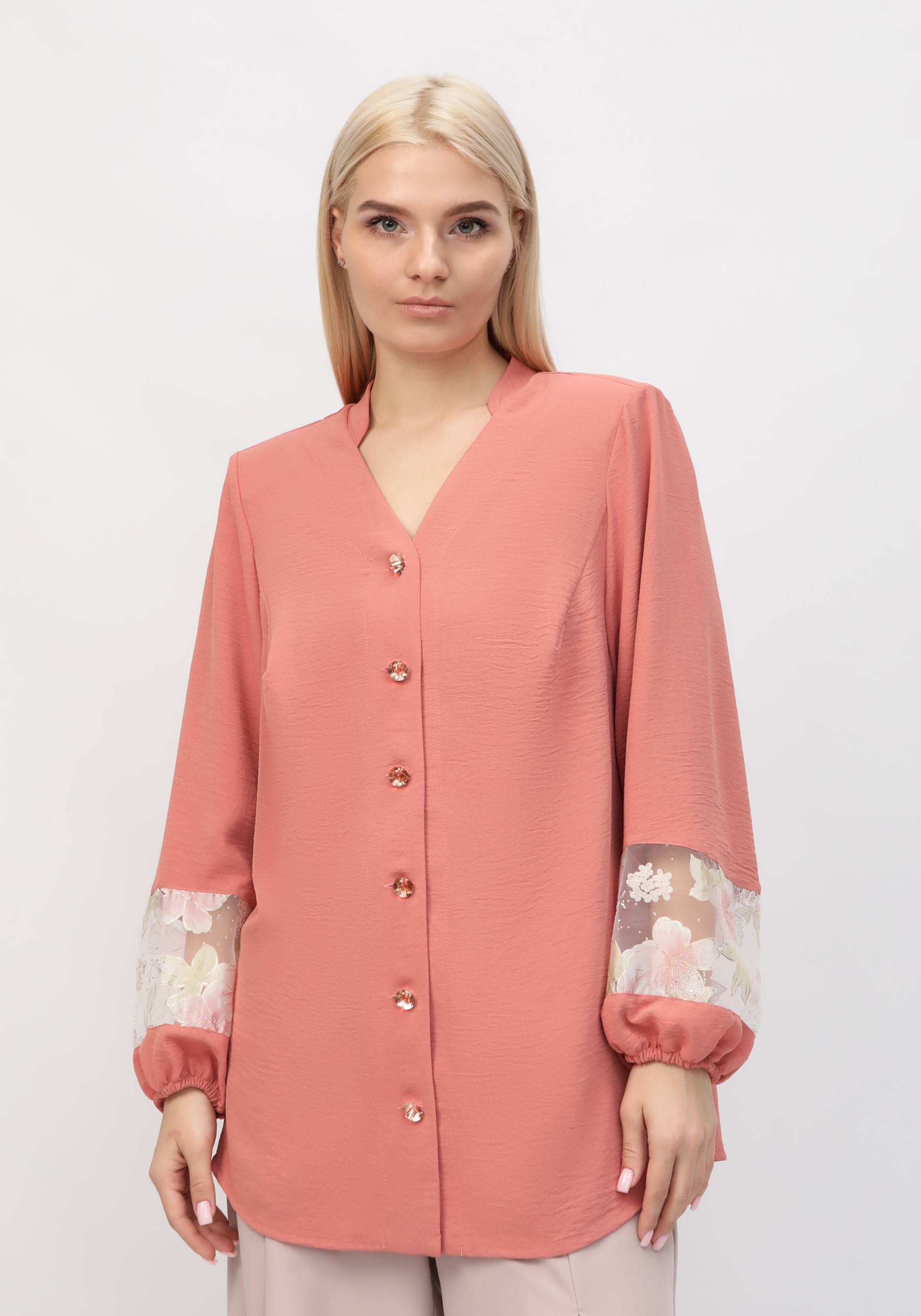 Блуза "Искусство весны" Мечты Данаи, цвет розовый, размер 64