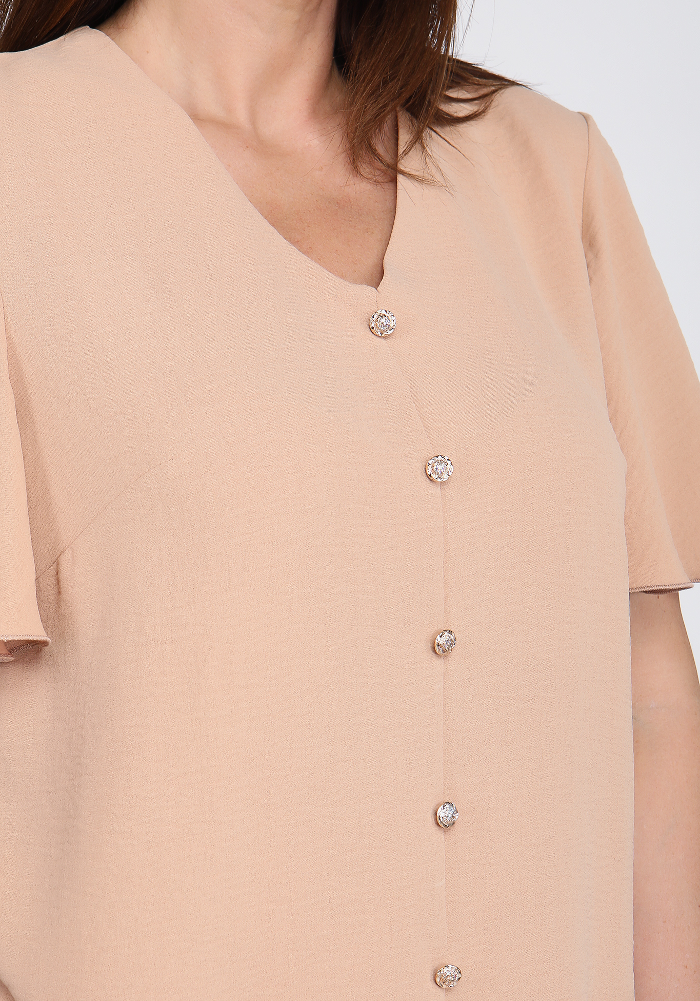 Блуза с широким рукавом прямого силуэта Manhattan, размер 48, цвет бежевый - фото 4
