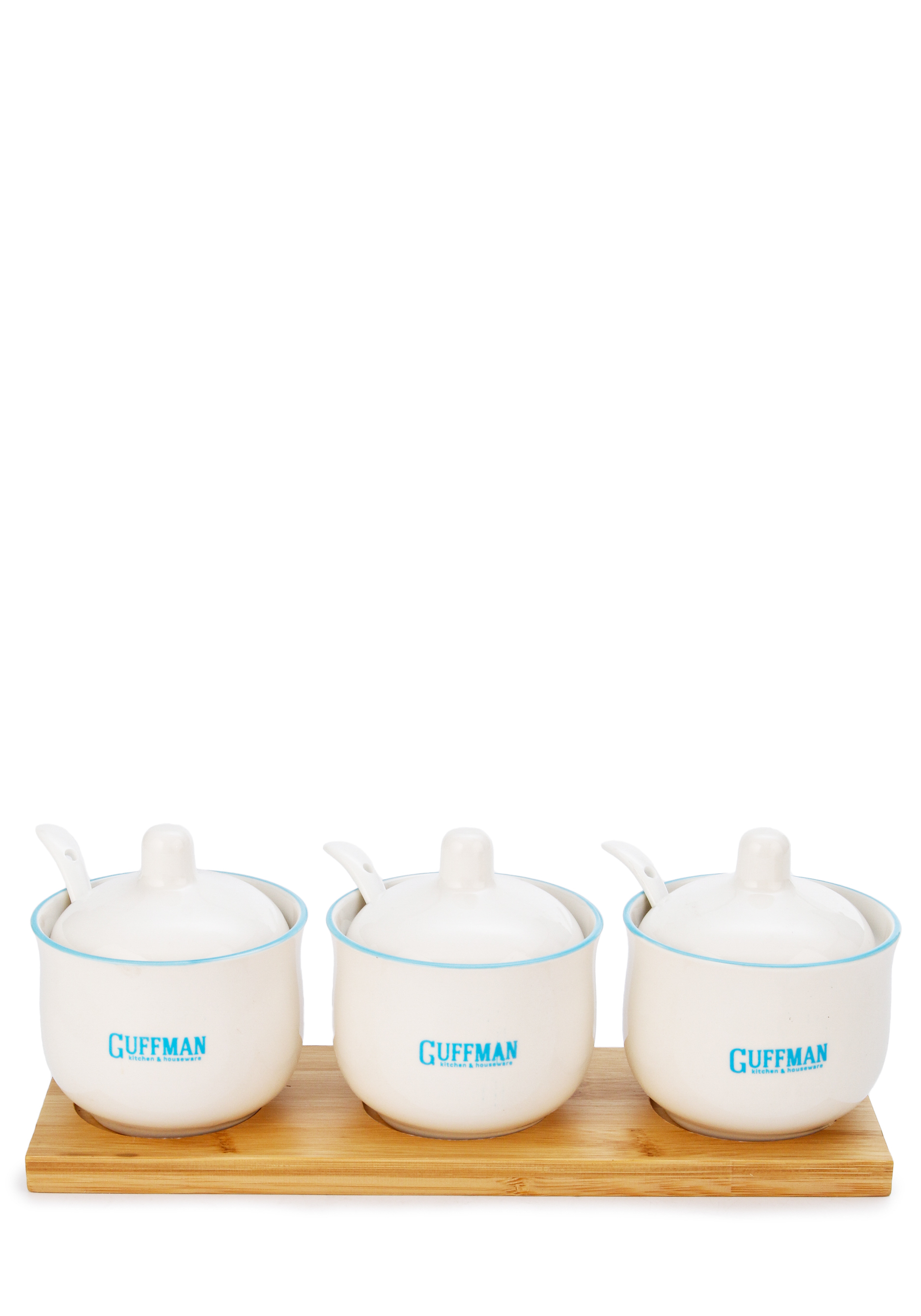 Набор керамической посуды на подставке GUFFMAN, цвет белый