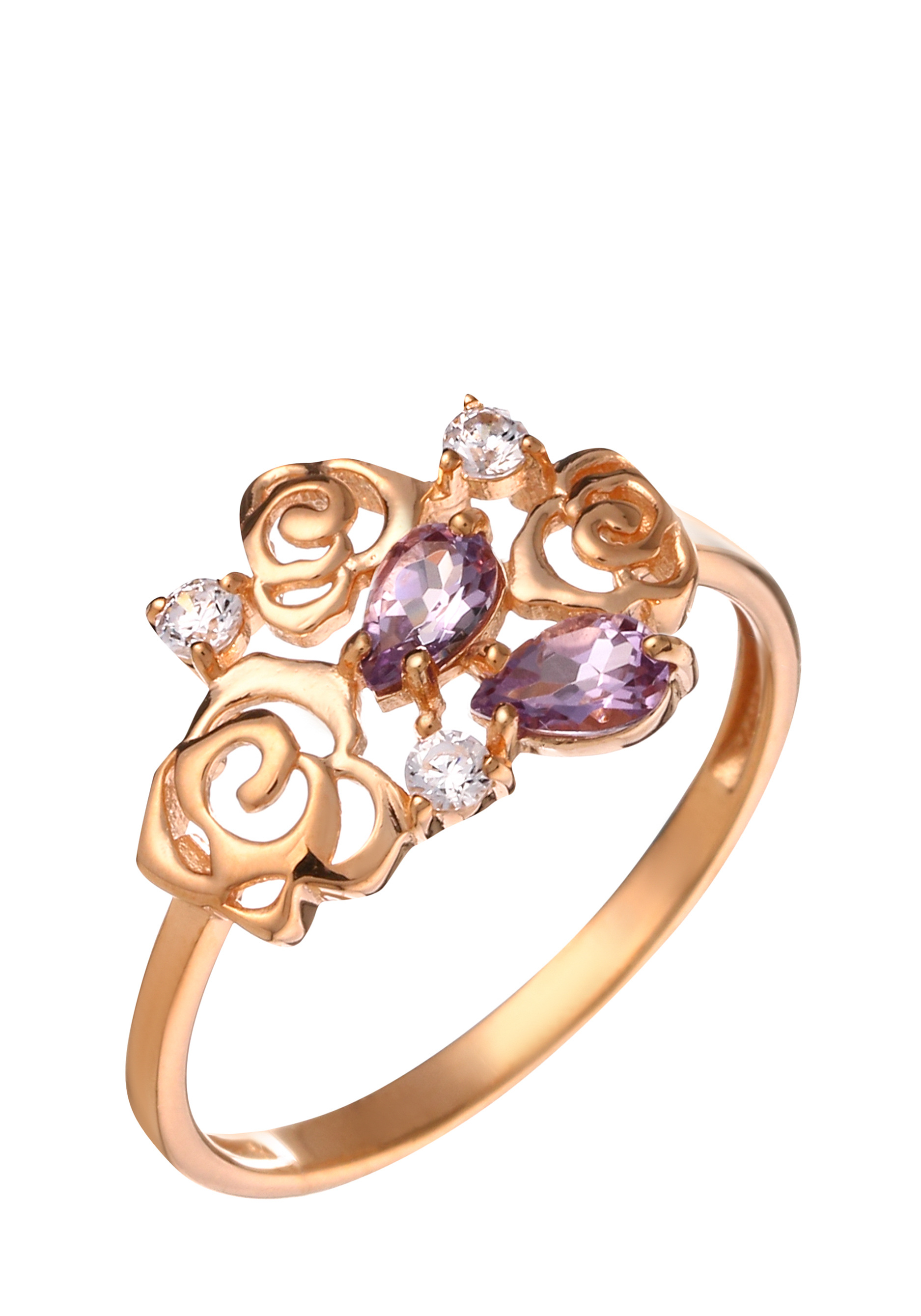 Кольцо серебряное "Прекрасная роза" Nouvelle, цвет фиолетовый, размер 19 кластер - фото 1