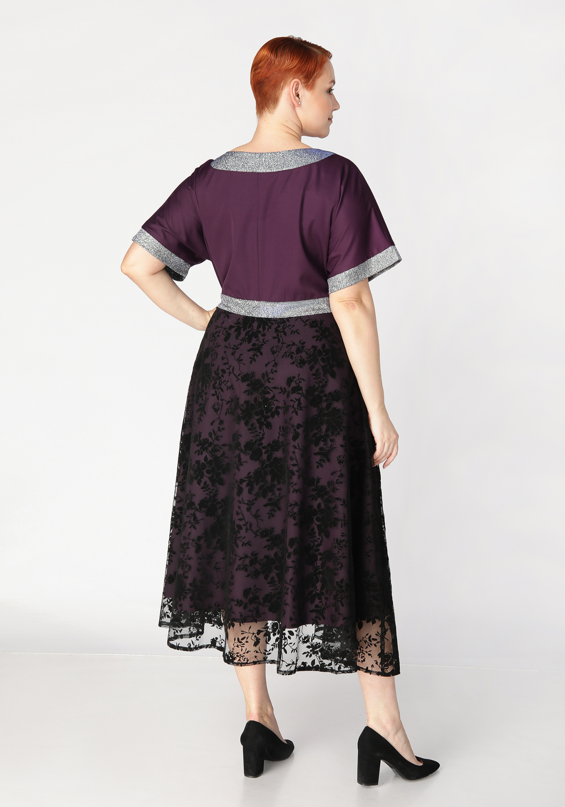 Платье с объемным принтом Mio Imperatrice, цвет баклажановый, размер 54 - фото 4