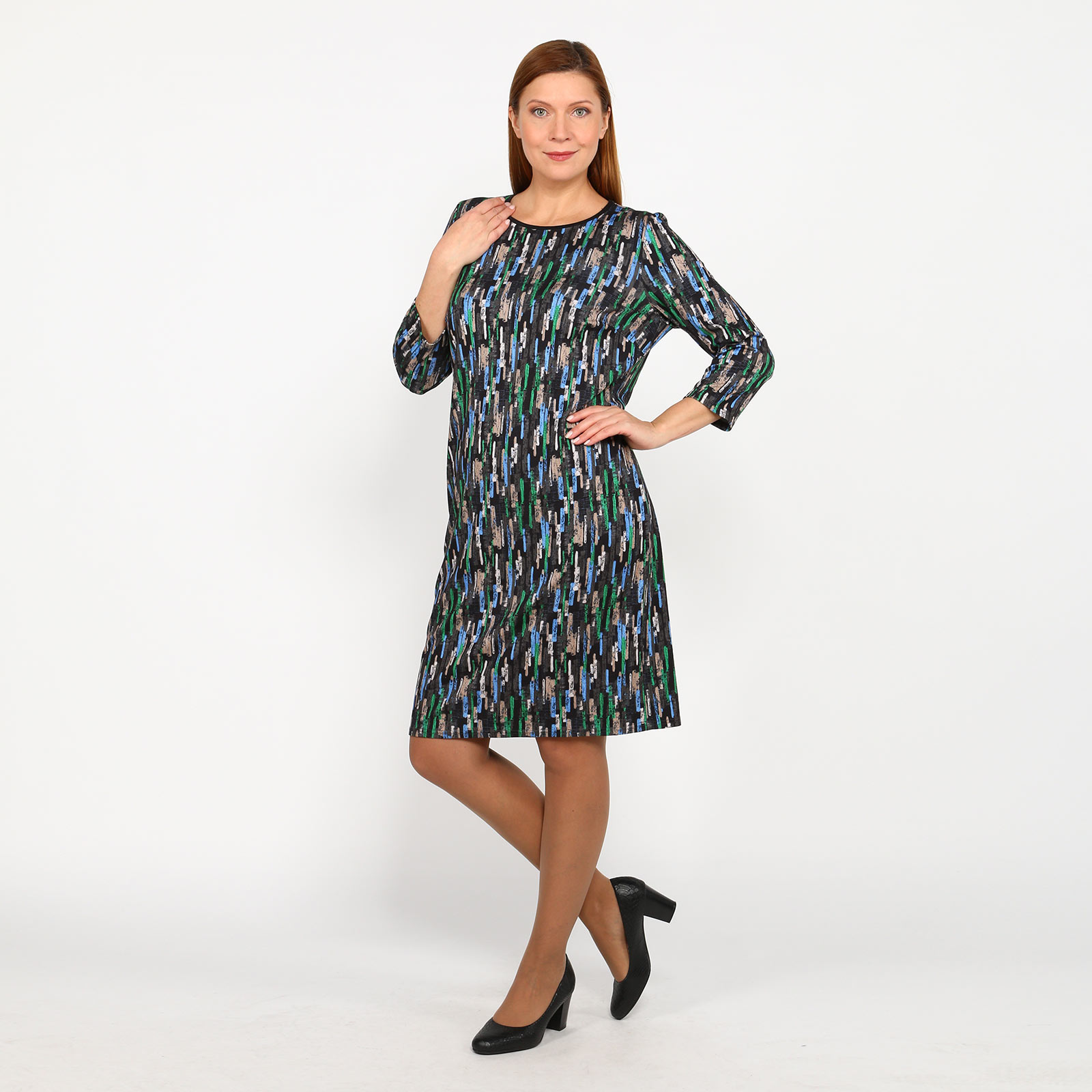 Платье прямого силуэта с контрастным принтом Bianka Modeno, размер 56, цвет разноцветный - фото 2
