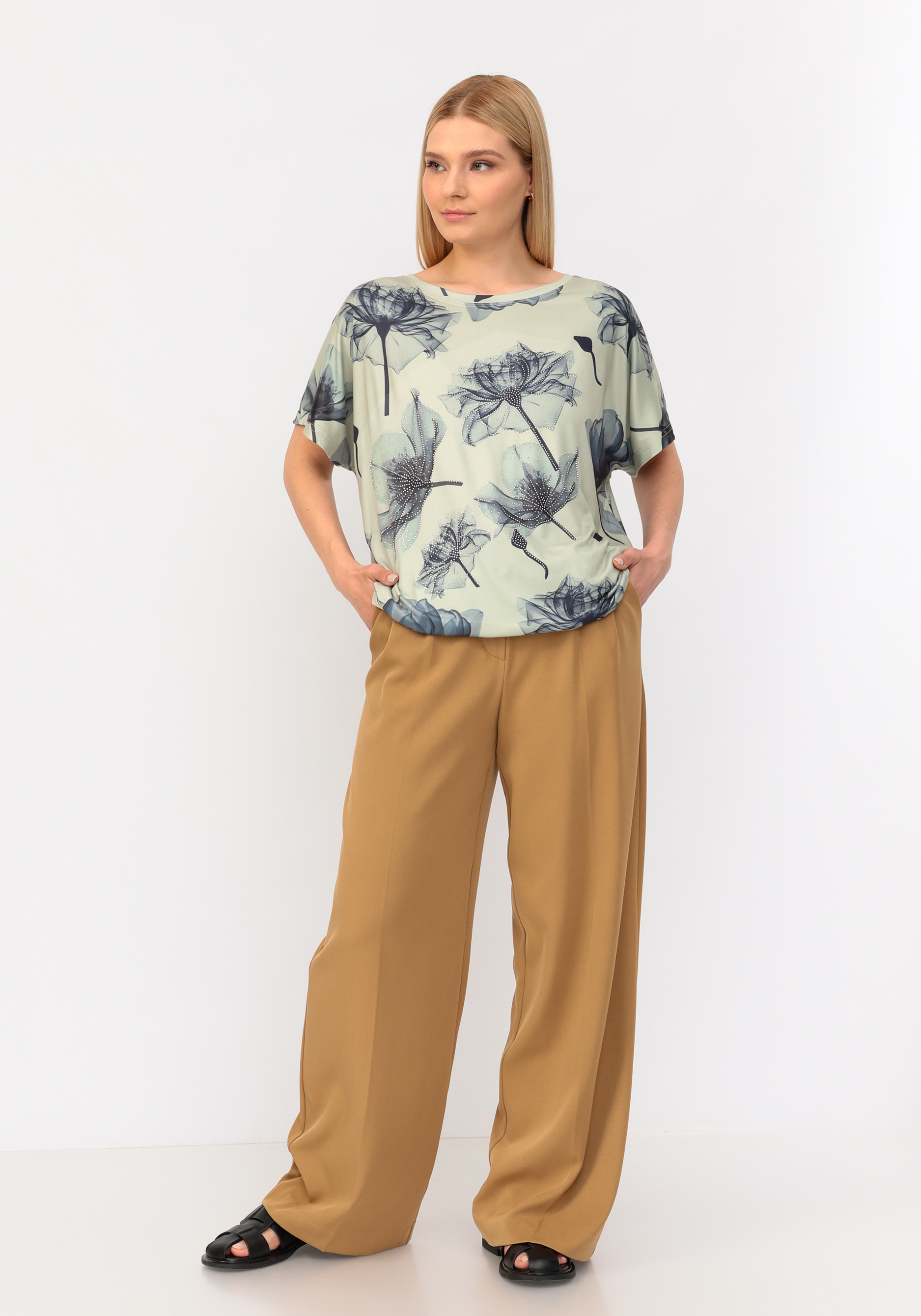 Блуза со стразами и цветочным принтом No name, размер 52-54 - фото 7